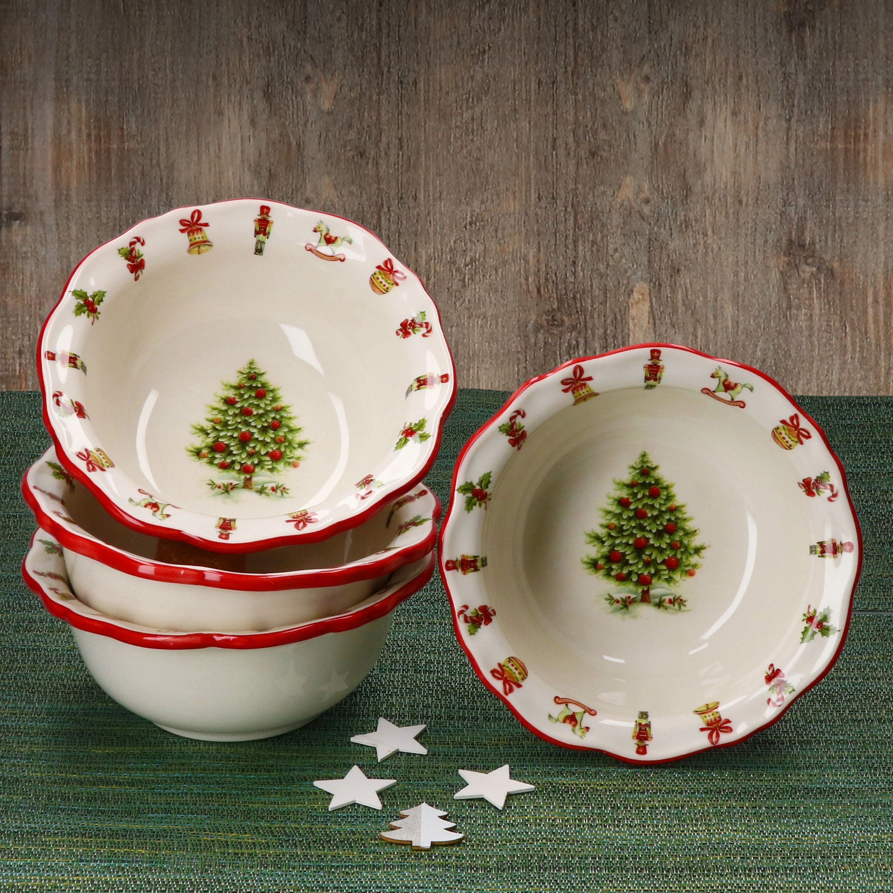 Müslischale Keramik Müsli Maestro Kekse MamboCat Schale 4x Natale Keramik Weihnachten, Schüssel