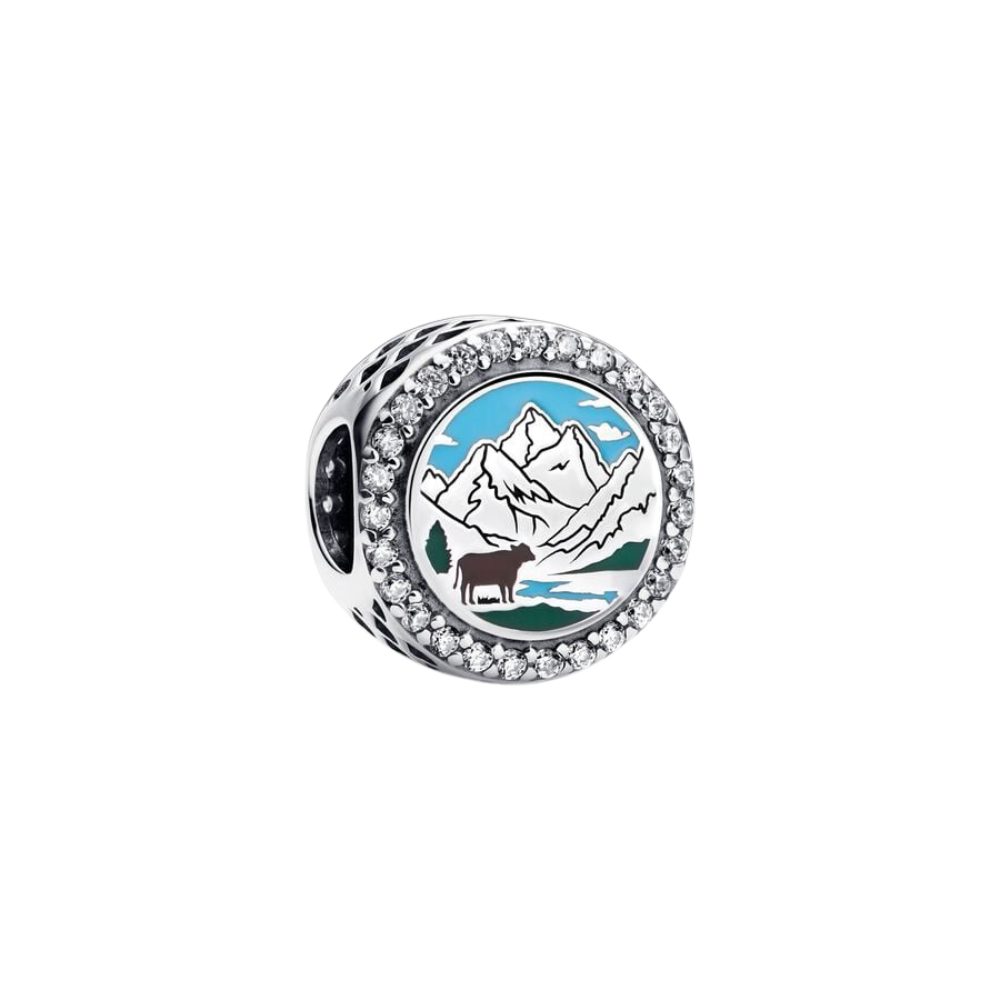 Pandora Charm-Einhänger 792016CZ_E077, Berge, Kuh, Zirkonia