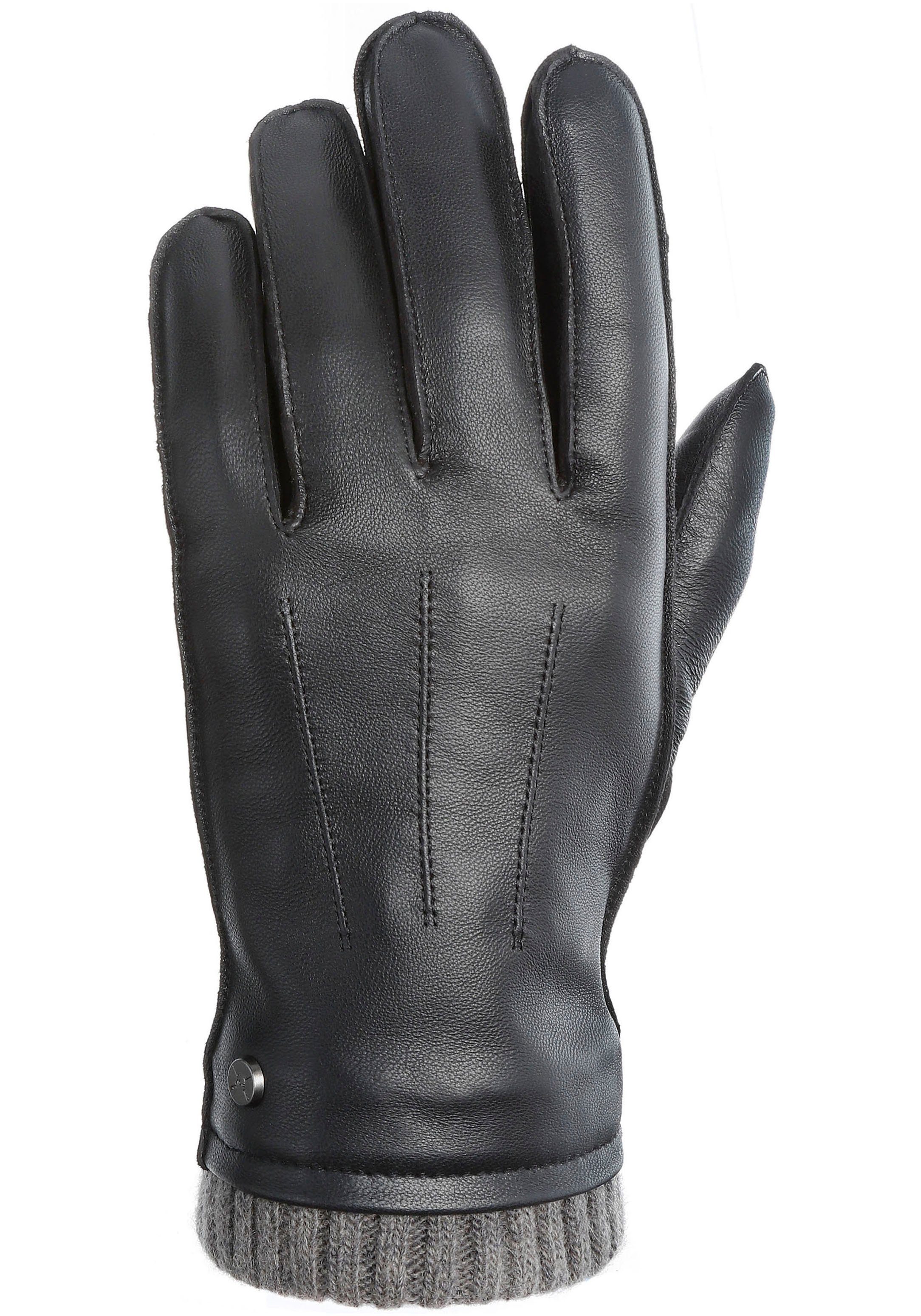 PEARLWOOD Lederhandschuhe JACKSON (1 Paar) Strickbündchen, dekorative Ziern günstig online kaufen