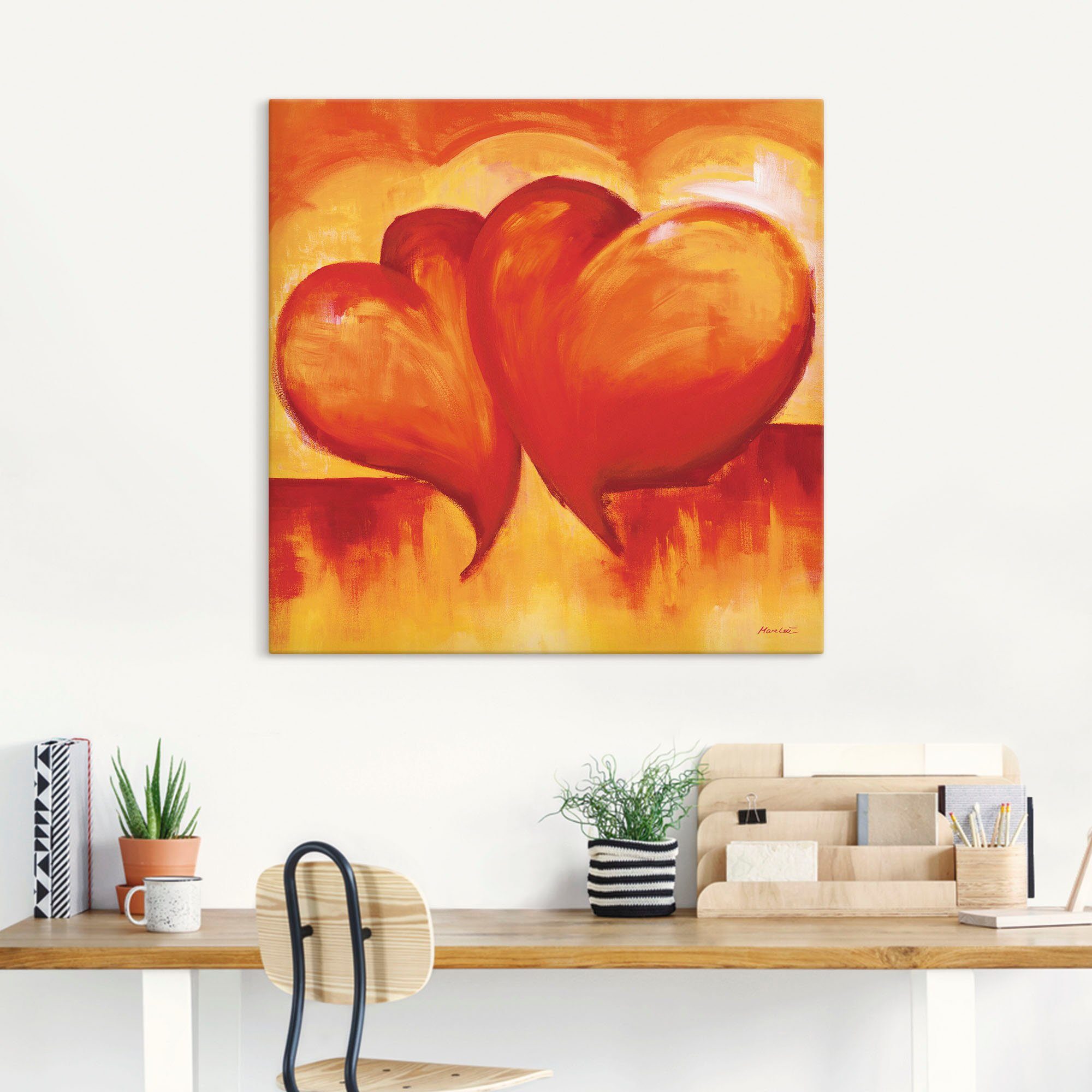 Artland Wandbild Abstrakte Herzen - Orange, günstig online kaufen