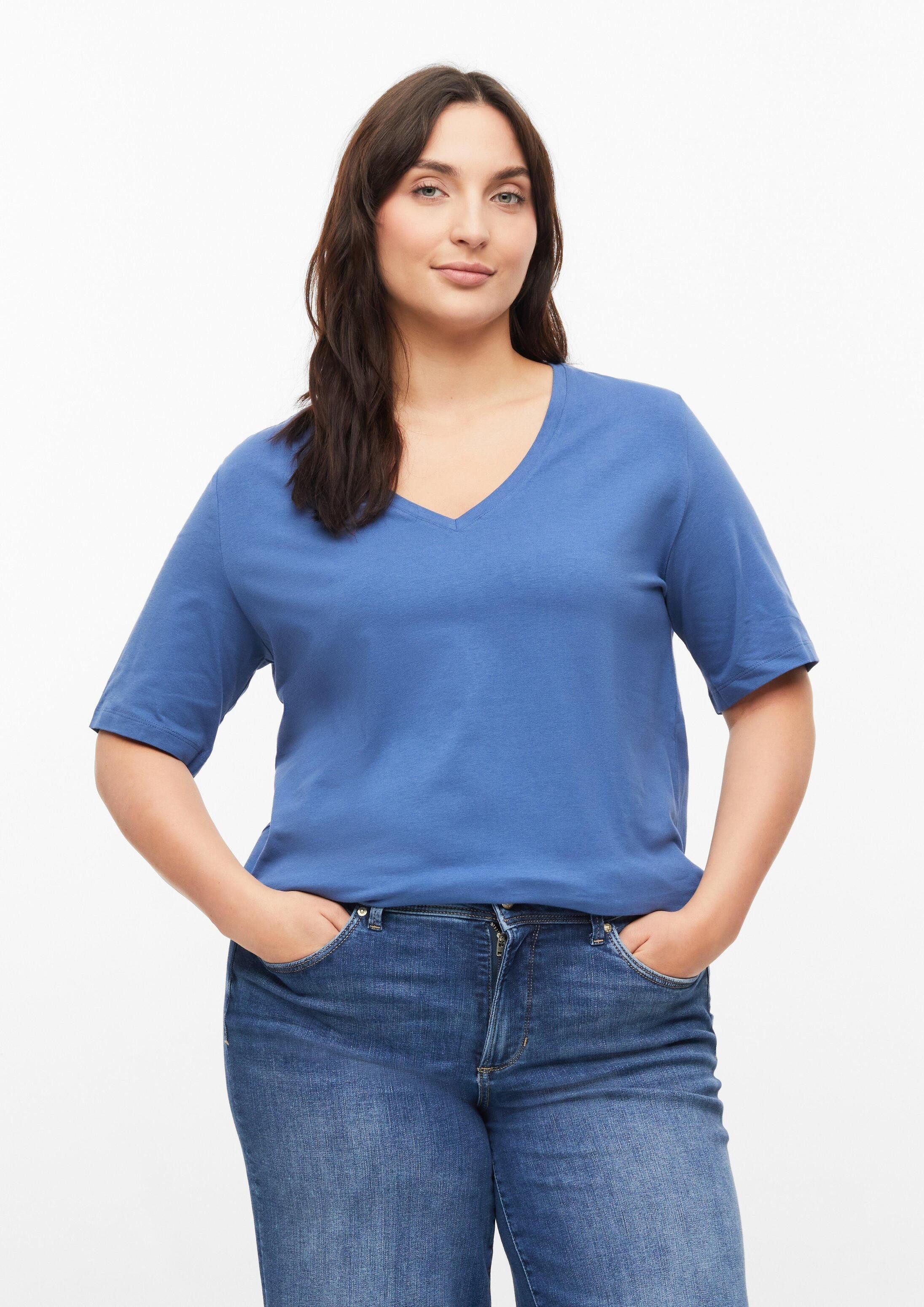 s.Oliver Kurzarmshirt T-Shirt T-Shirt mit V-Ausschnitt