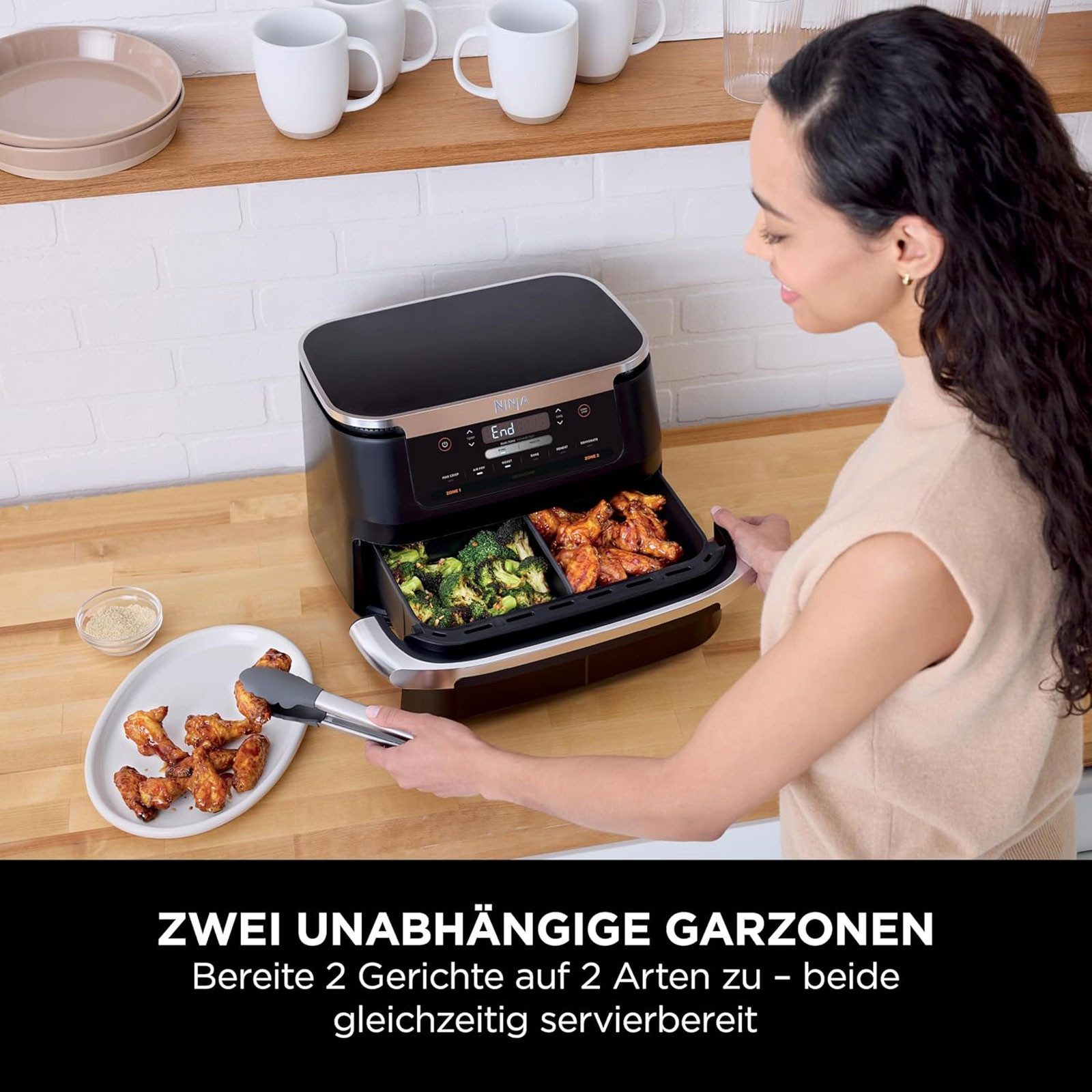 NINJA Fritteuse AF550EU, Dual Zone Technologie