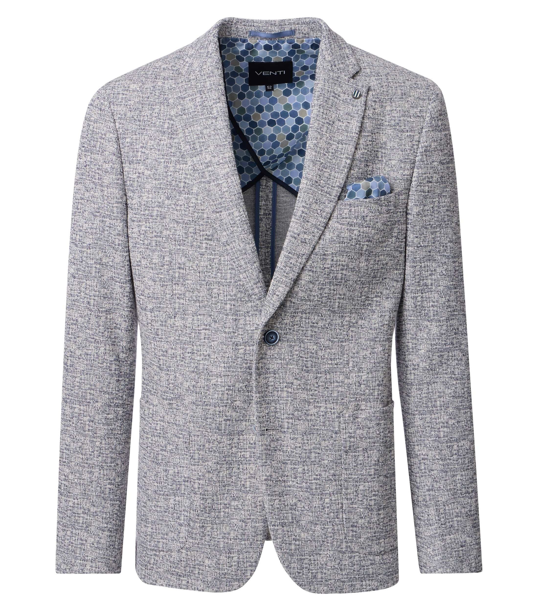 VENTI VENTI Herren Sakko FORMAL Revers Polyestermix Stretch Blau
