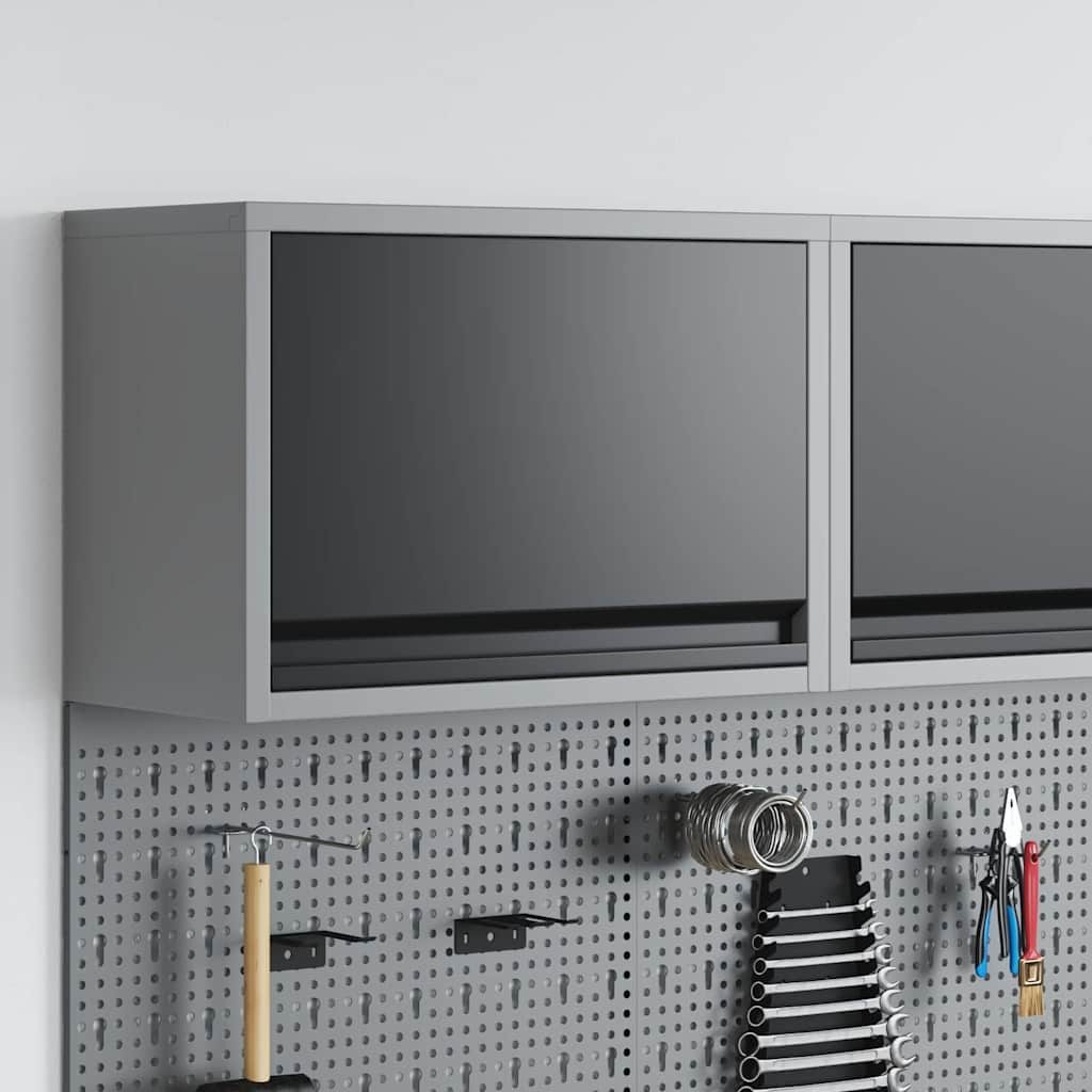 furnicato Werkzeugschrank 50 x 25 x 35 cm Schwarz und Grau (1-St) Strukturierte Werkzeugkiste mit Schubladen für deine Garage