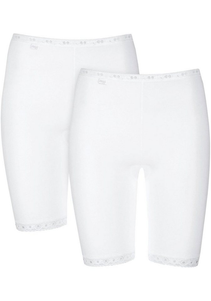 Sloggi Lange Unterhose Basic + (Packung, 2-St) Long-Pants mit Spitzenbesatz