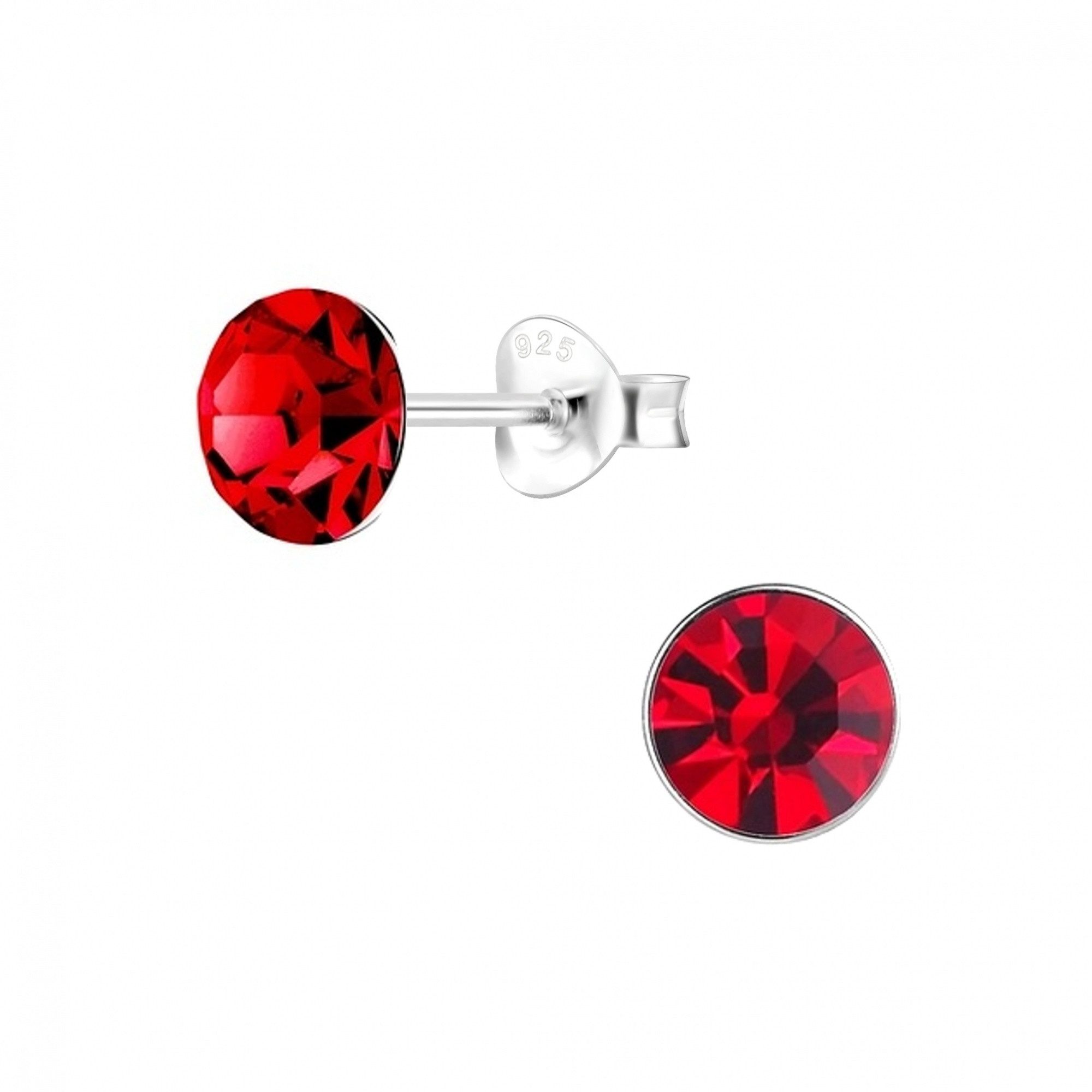 ALEXANDER YORK Paar Ohrstecker Kristall 6 mm rot, 2-tlg., 925 Sterling Silber