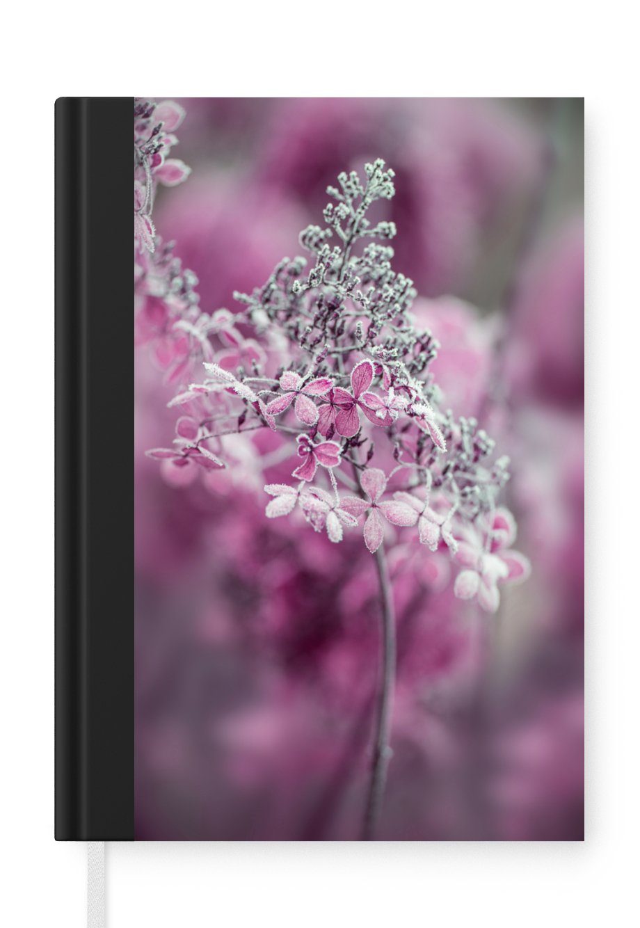 Tagebuch, gefrorenen Hortensienblüten, Nahaufnahme Merkzettel, Haushaltsbuch Notizbuch A5, Journal, Notizheft, Seiten, von 98 MuchoWow