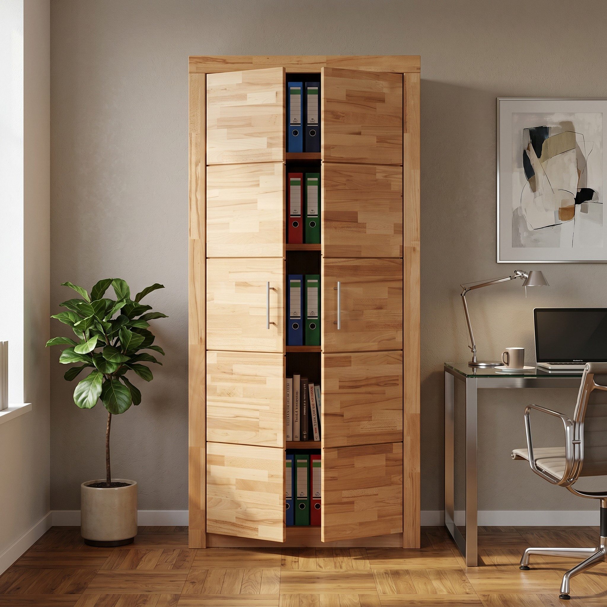 bv-vertrieb Aktenschrank Aktenschrank Büroschrank Kernbuche teilmassiv Standregal