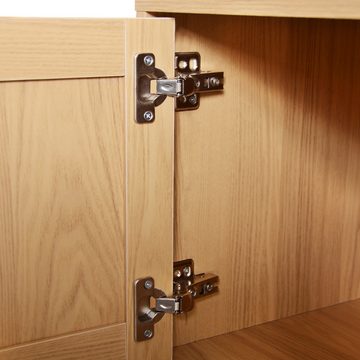 IDEASY TV-Schrank TV-Schrank aus Eichenrattan, 2 Schubladen, 2 Schränke, 2 Fächer, Beine aus Massivholz, 2 verstellbare Beine