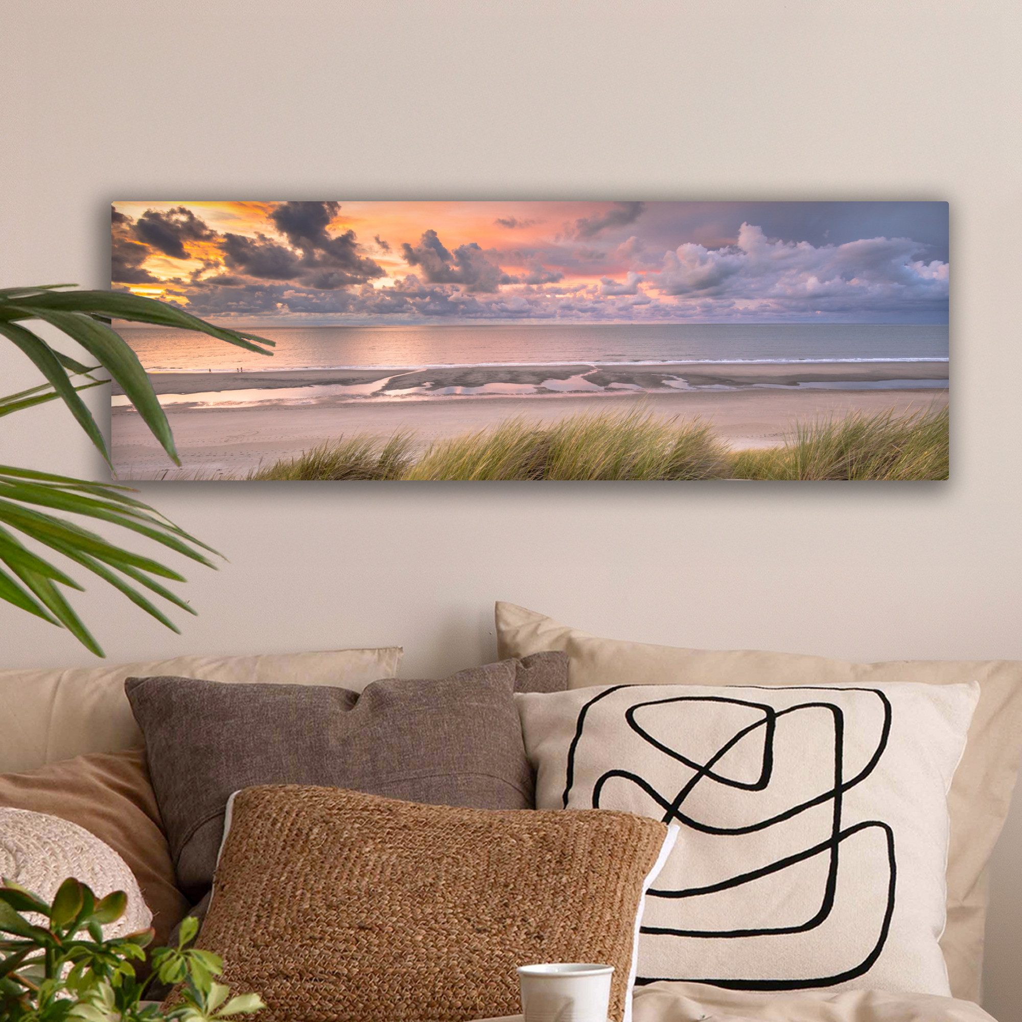 OneMillionCanvasses® Leinwandbild Panorama Sonnenuntergang - Düne günstig online kaufen