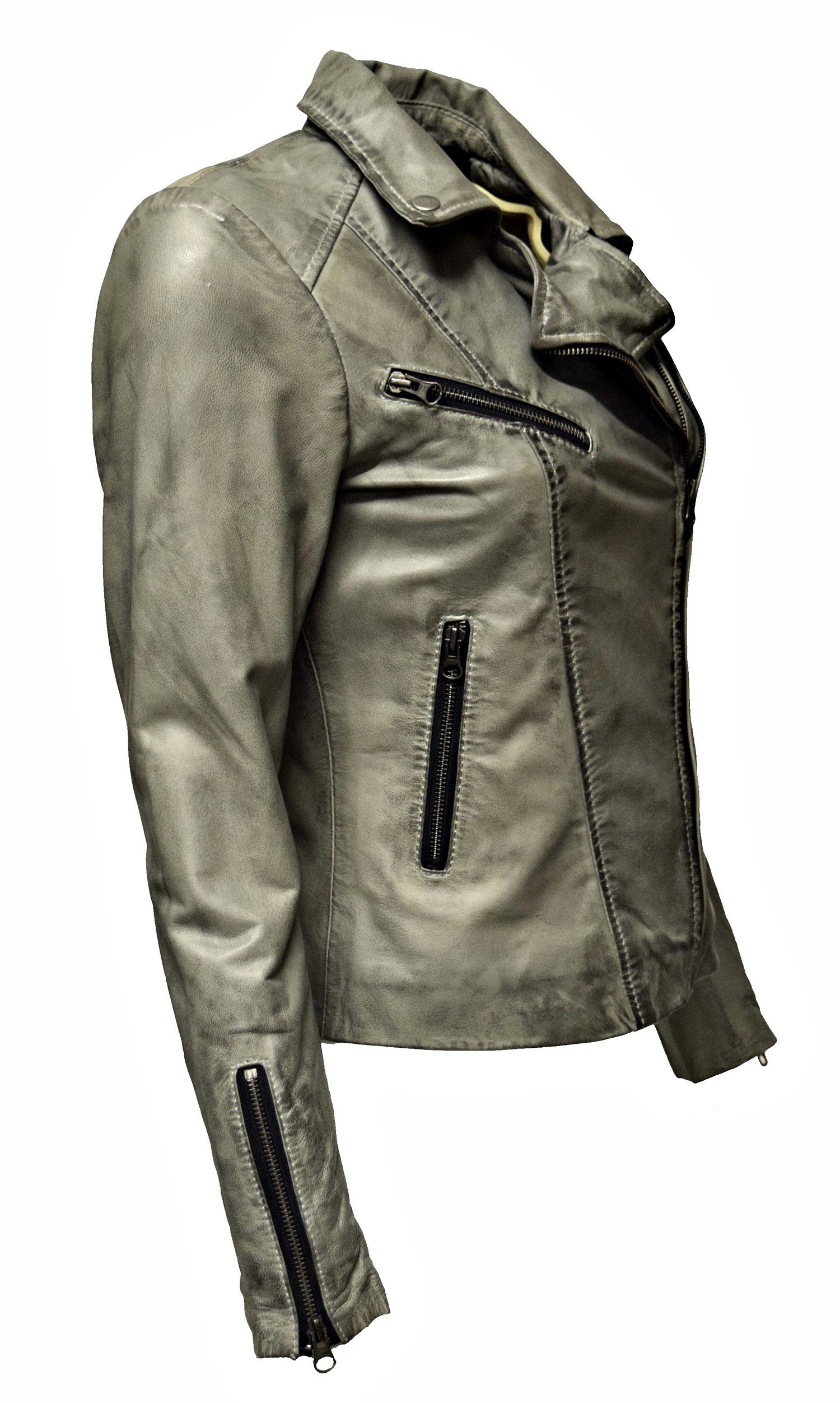 Zimmert Leather Lederjacke Bebie (1-St) Schwarz, Cognac Braun, Rot, weiss