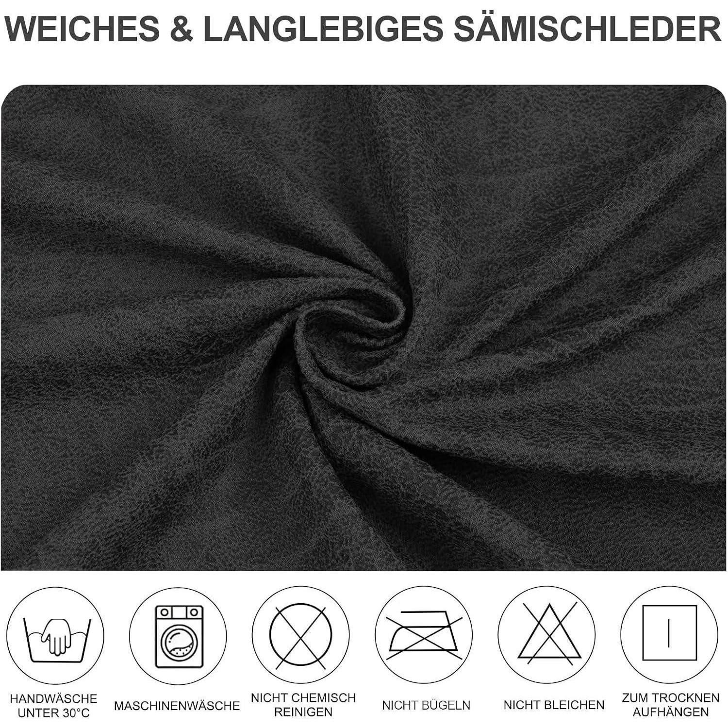 LuxusKollektion Stuhlbezug Stuhlhussen Sämischleder Stretch PU Freischwinger 4er Schwarz 4er Set – Bild 4 von 5