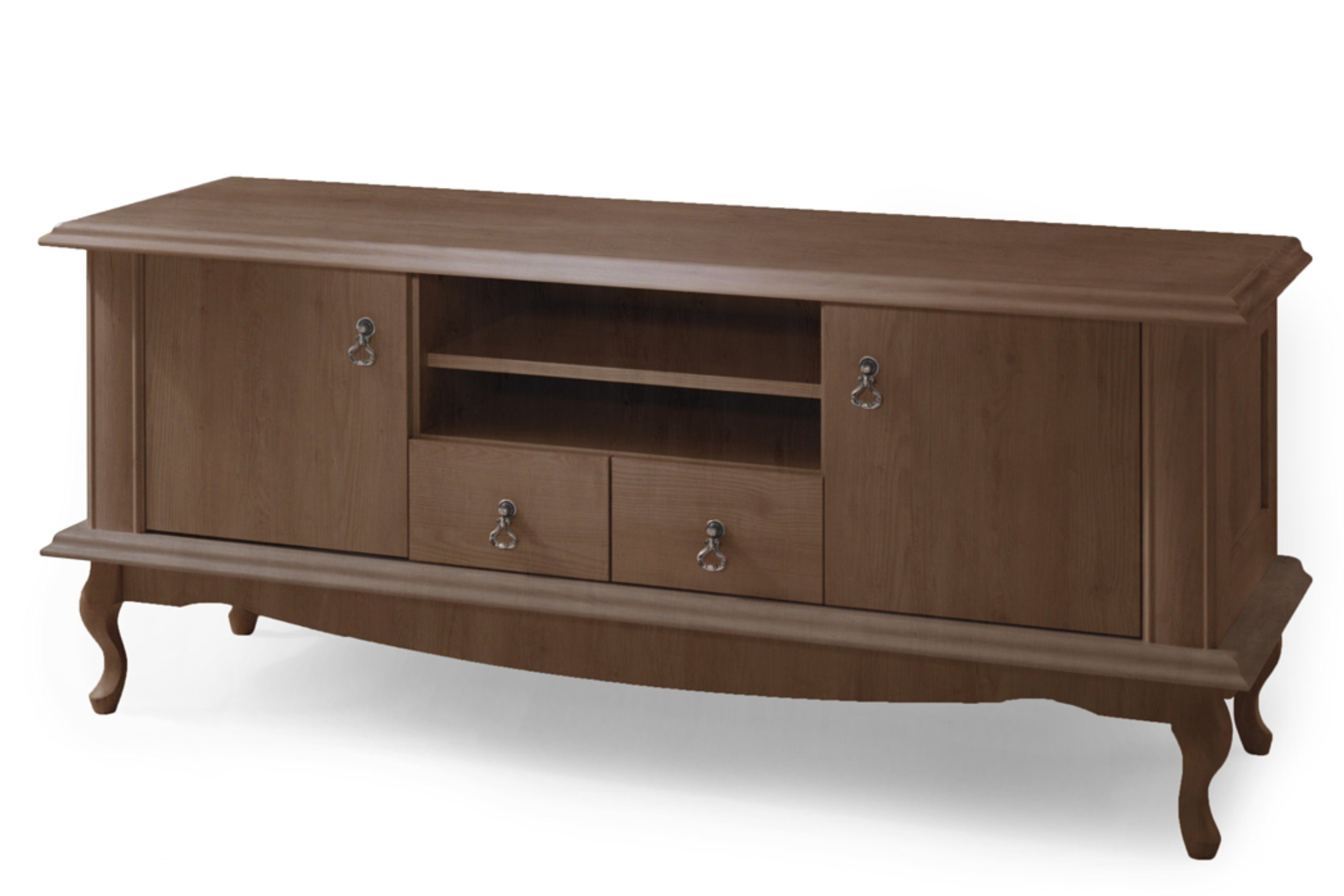 KONSIMO® Lowboard BRITON TV-Schrank TV-Board, mit Schubladen, geschnitzte Füße