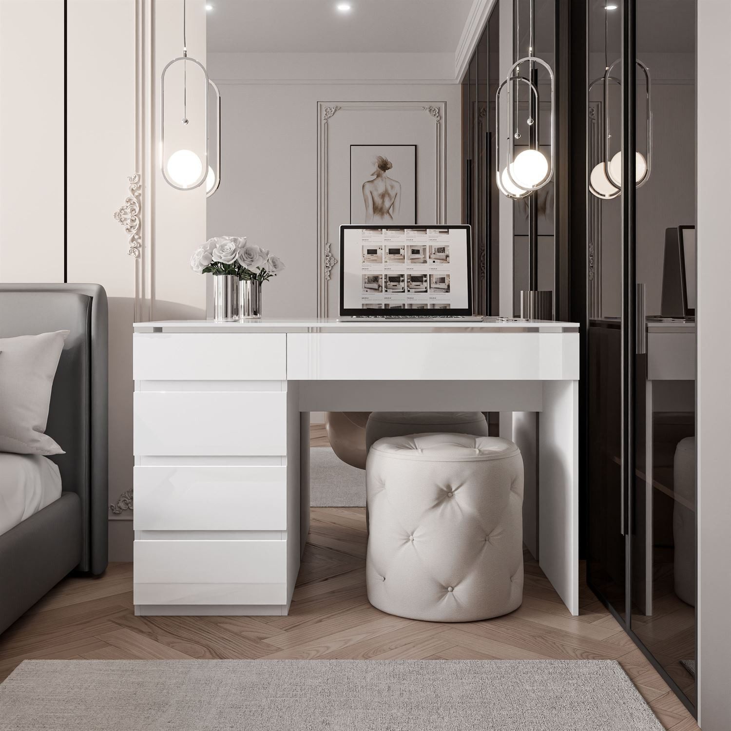 Lookway Schreibtisch AURORA SILVER mit Schubladen, günstig online kaufen
