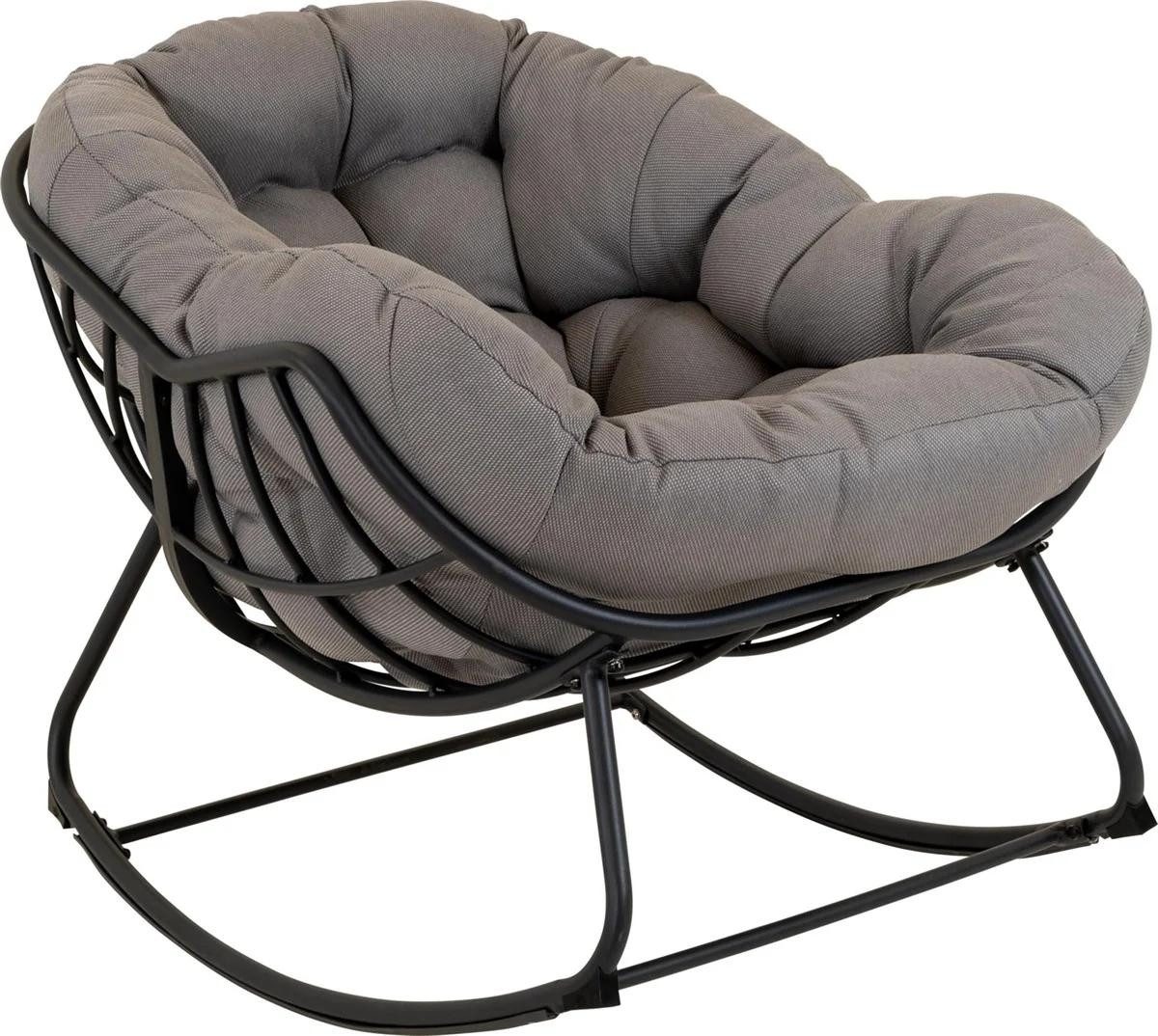 Natur24 Gartenstuhl Schaukelstuhl Cozy Stone Aluminium Olefin Schwarz Grau