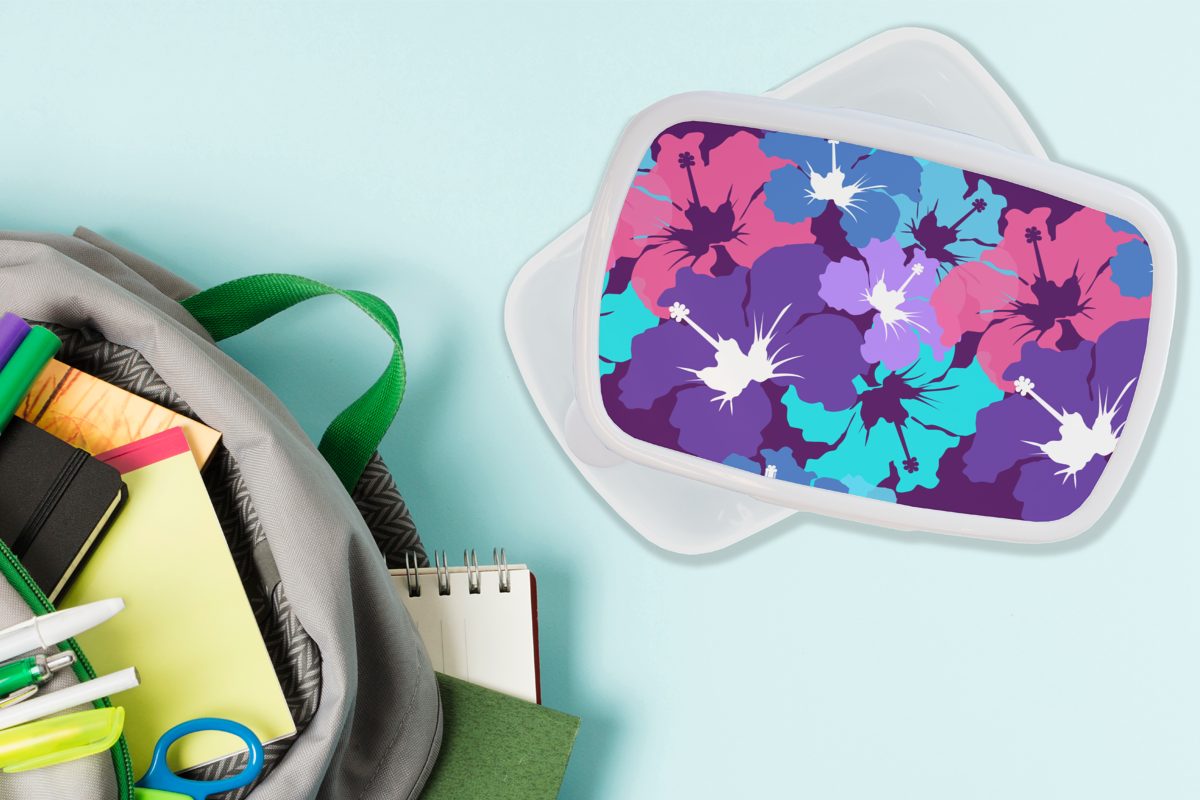 - Brotbox (2-tlg), für Kunststoff, für Lunchbox Blumen Erwachsene, - weiß Hawaii Tropisch Jungs Mädchen und MuchoWow Kinder und Muster, Brotdose, -
