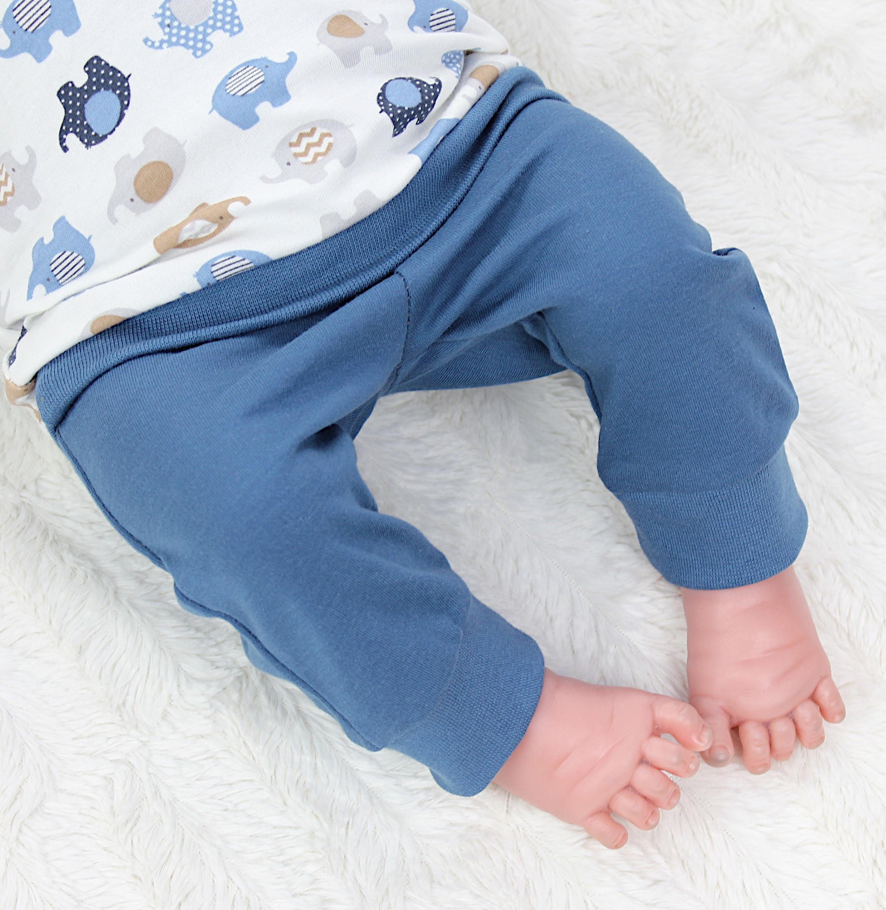 Babykleidung Langarmshirt Elefanten TupTam Jungen Erstausstattungspaket Jeansblau Spruch Outfit mit Babyhose Baby Print