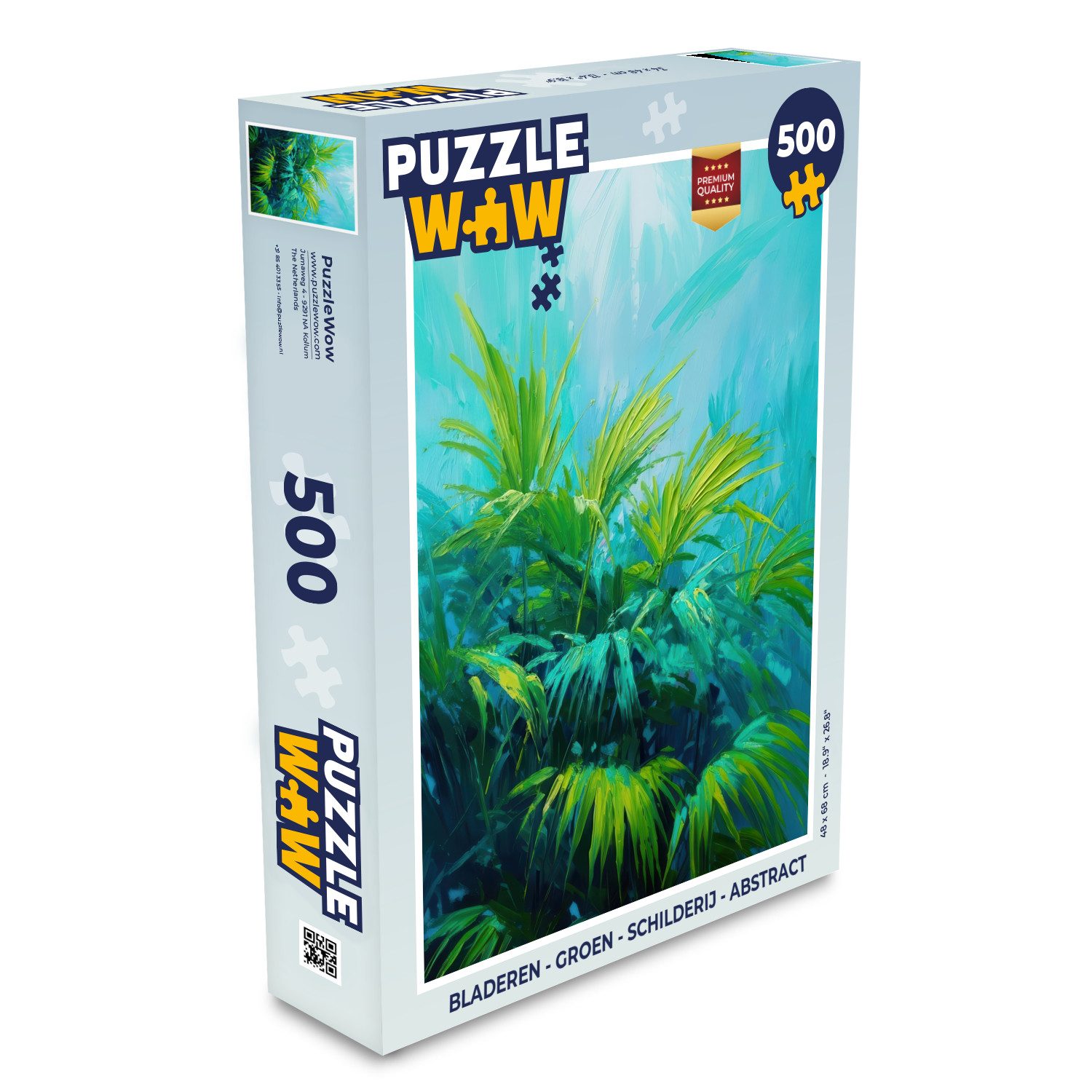 MuchoWow Puzzle Blätter - Grün - Malerei - Abstrakt, 500 Puzzleteile, Foto-Puzzle, Bilderrätsel, Puzzlespiele, Spielzeug
