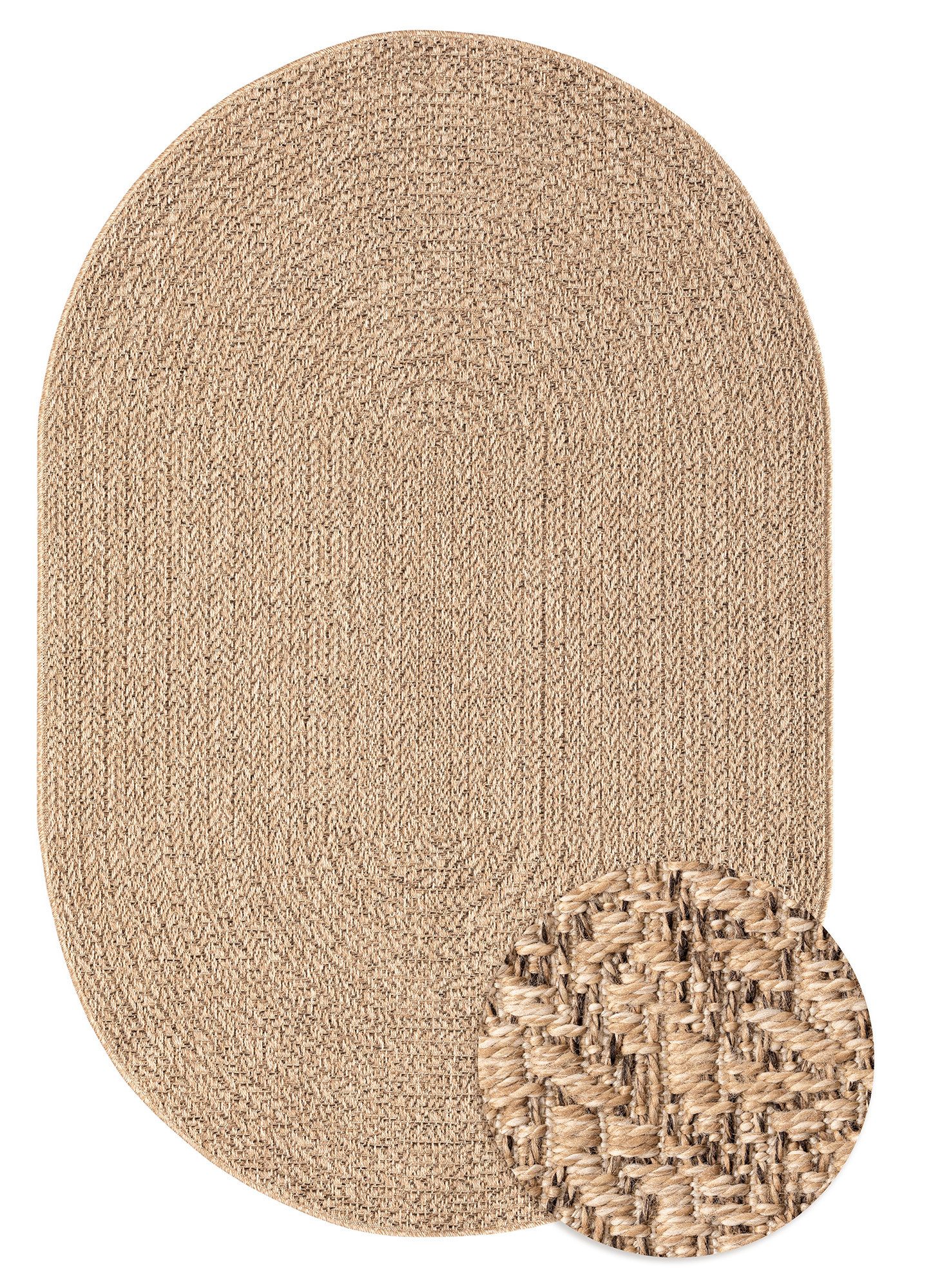merinos Teppich Kenzy 2, Höhe: 10 mm, robuster In- und Outdoor Teppich im natürlichen Jute-Look, wetterfest