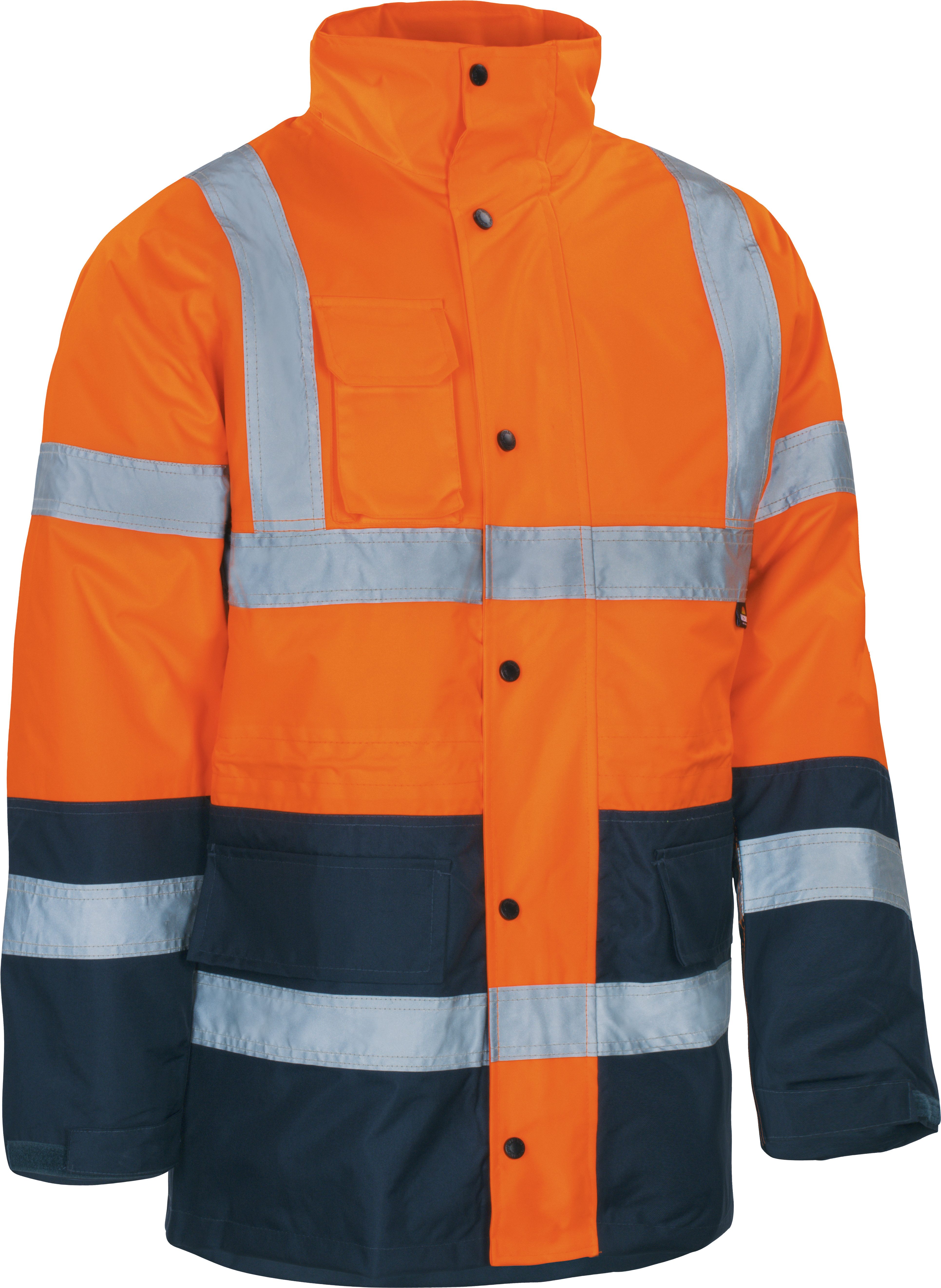 vizwell Funktionsparka 2 in 1 Warnschutz Parka Arbeitsjacke Warnschutzjacke Winterjacke neon wasser- und winddicht mit Kapuze