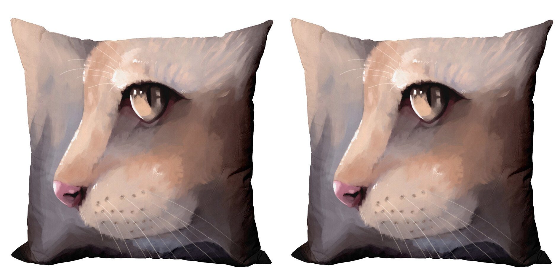 Kissenbezüge Modern Accent Doppelseitiger Portrait Abakuhaus Kitty-Katze (2 Digitaldruck, Katze Meow Stück)