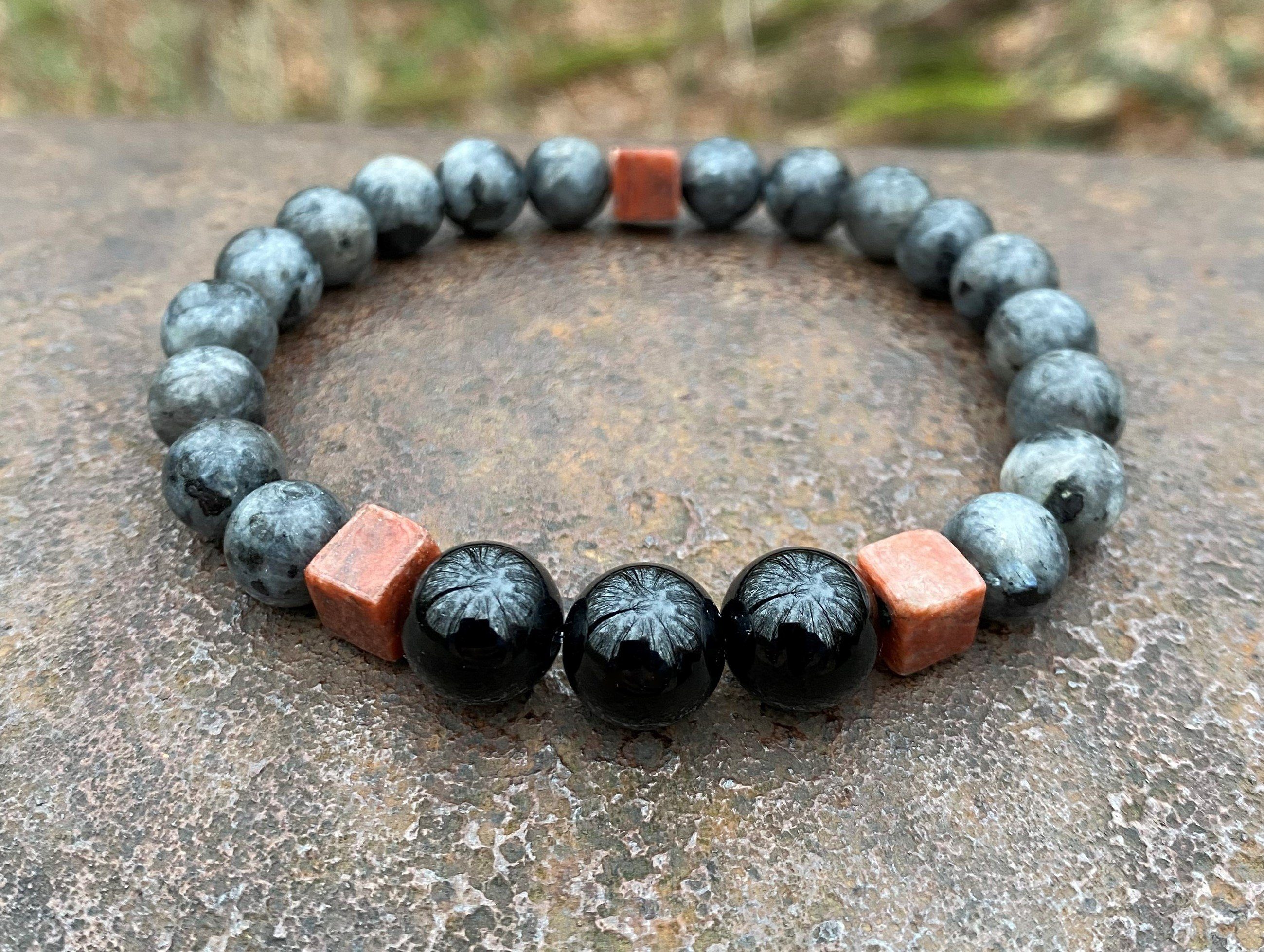 Perlenarmband Naturstein Armband Larvikit Onyx