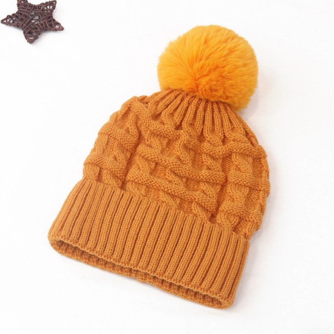 Cachito Bommelmütze Damen Wintermütze, Thermo-Fleece-gefütterte Mütze, Strickmütze Wollmützen mit Kunstfell-Bommel