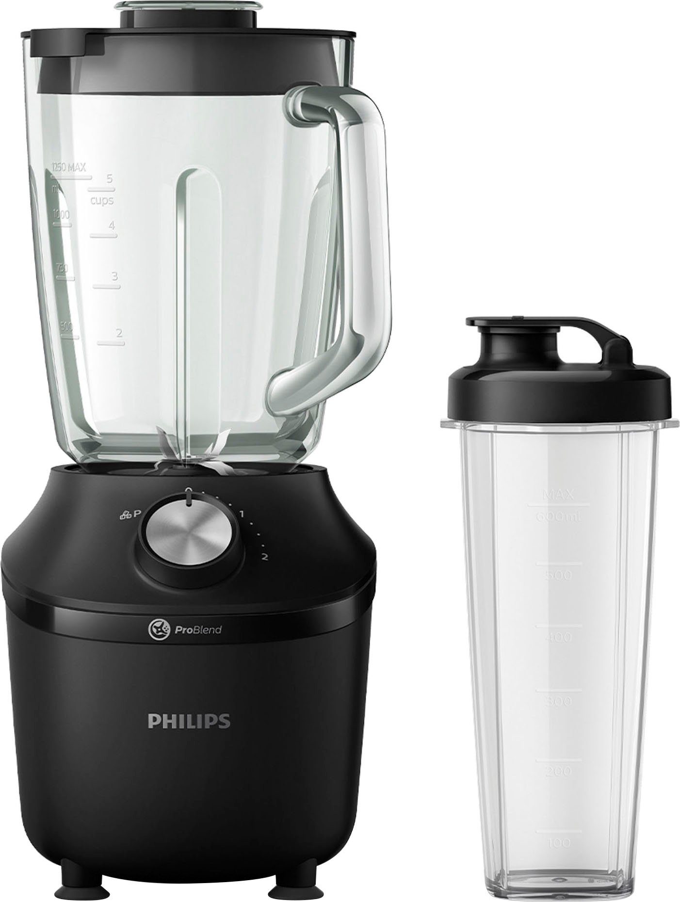 Philips Standmixer HR2291/41 3000 Series, mit ProBlend Crush-Technologie, 600 W, 2L-Behälter und 1 Geschwindigkeitsstufe + Impulseinstellung; Schwarz