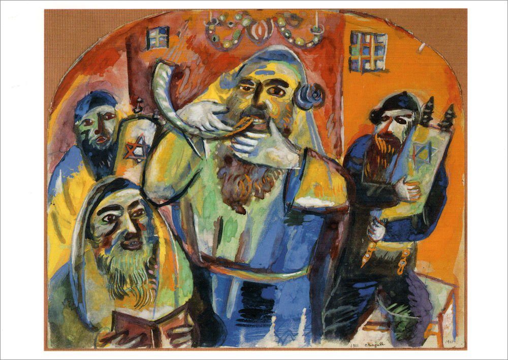 Postkarte Kunstkarte Marc Chagall "Der Schofar"