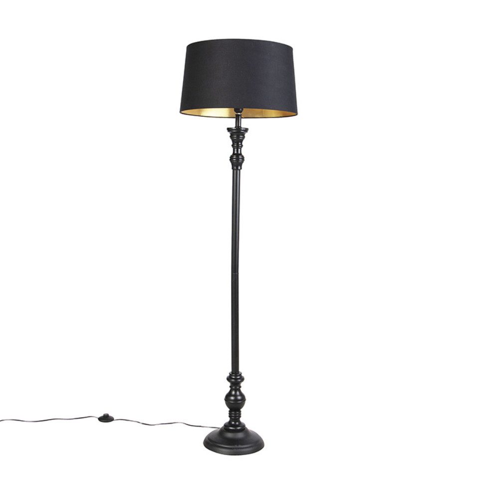 Qazqa Stehlampe Classico, ohne Leuchtmittel, Warmweiß, QAZQA Stehlampe, e27, Schwarz, Baumwolle, Retro