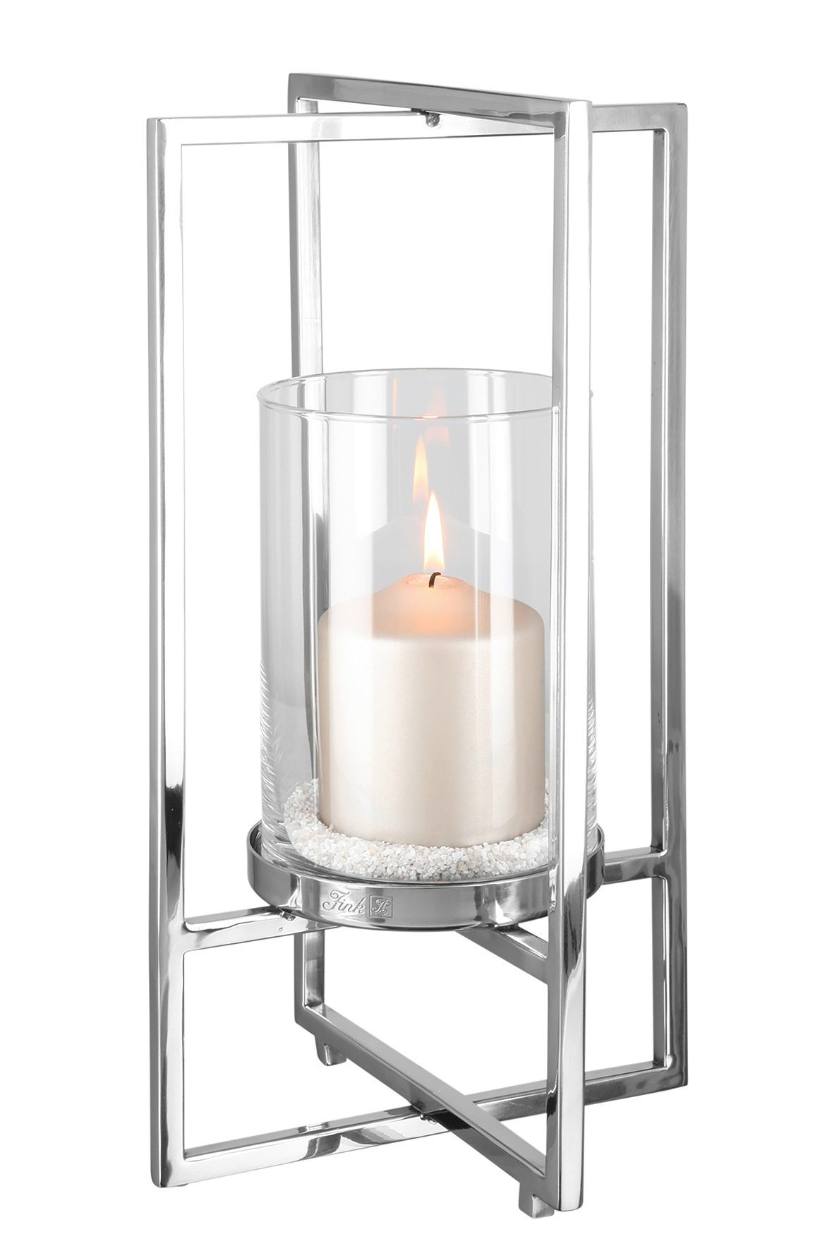 Fink Windlicht NORMAN Windlicht - H.40cm x D.21cm - klar/silber - Edelstahl günstig online kaufen