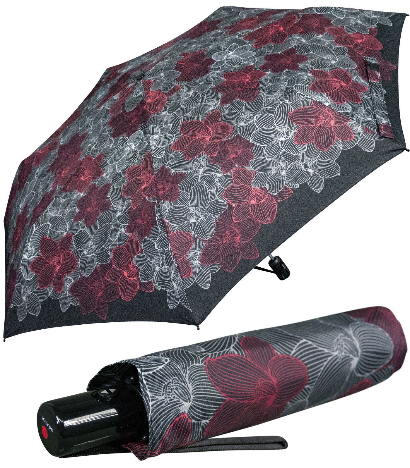 schönes mit Stellar leichter, Damen Auf-Zu-Automatik, für - Schirm Taschenregenschirm Blüten-Muster kompakter Design Knirps®