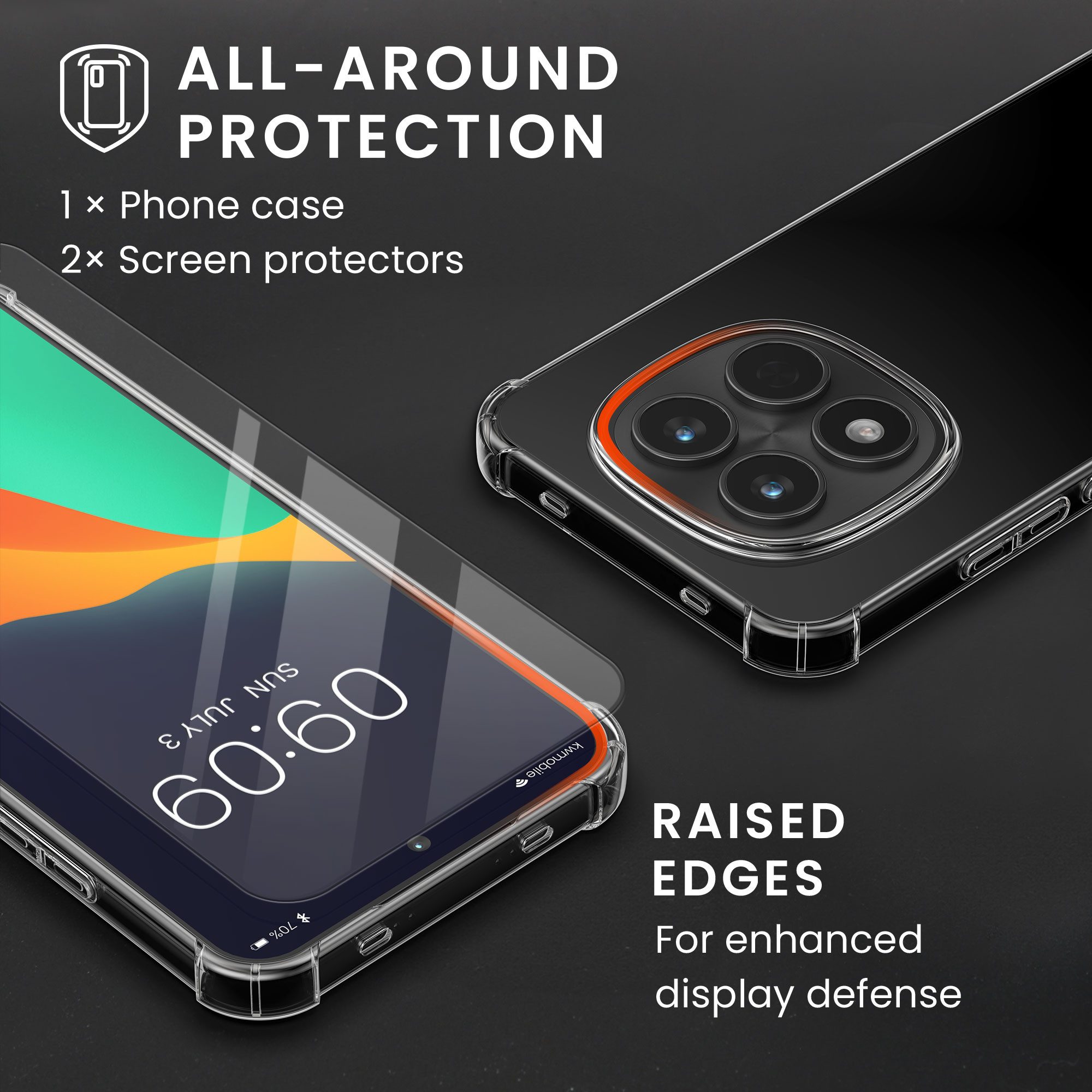 kwmobile Smartphone-Hülle Hülle für Xiaomi Redmi Note 15 Pro 4G Case, Handyhülle mit 2x Glas Schutz Folie - Cover Handyhülle