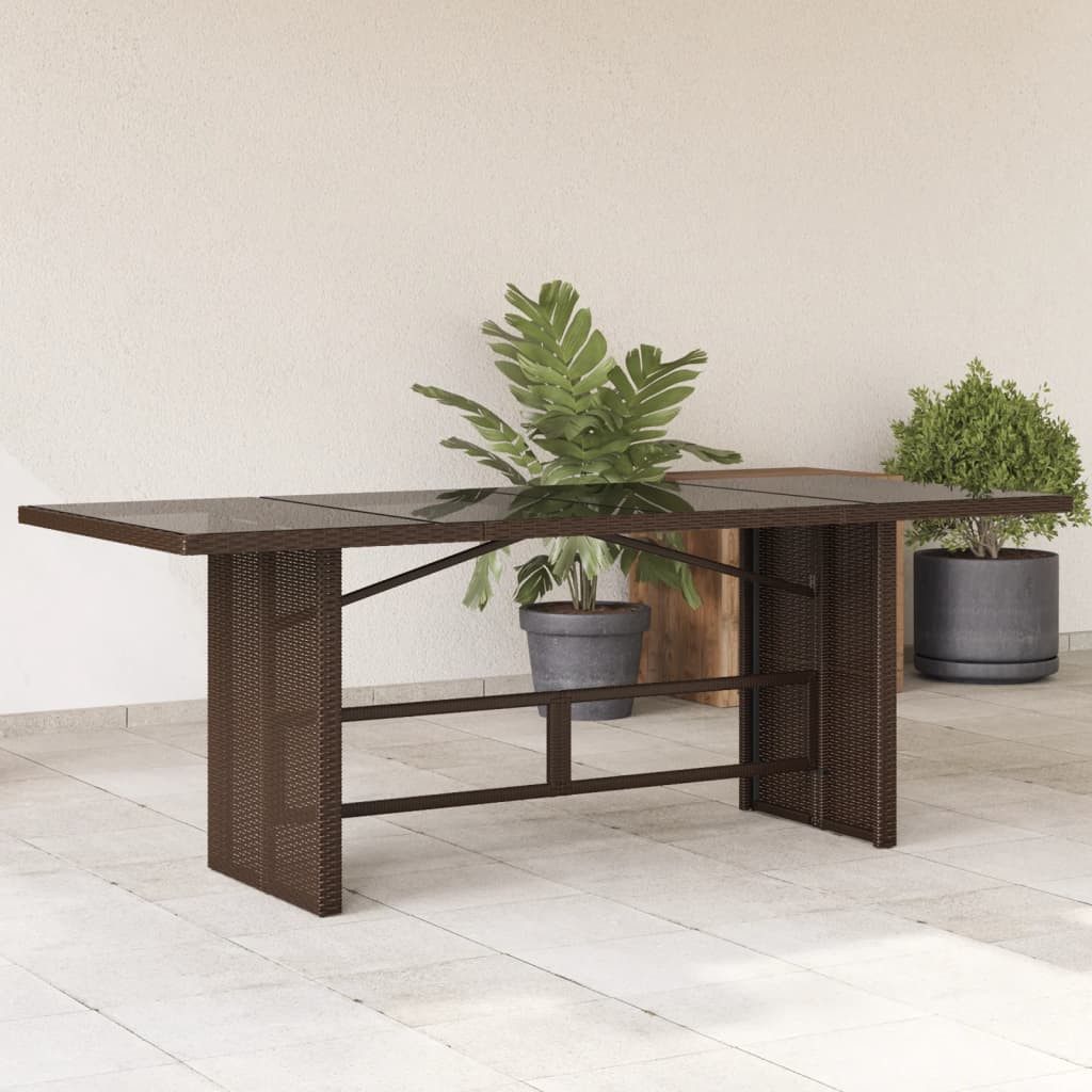 vidaXL Gartentisch Gartentisch mit Glasplatte Braun 190x80x74 cm Poly Rattan (1-St)
