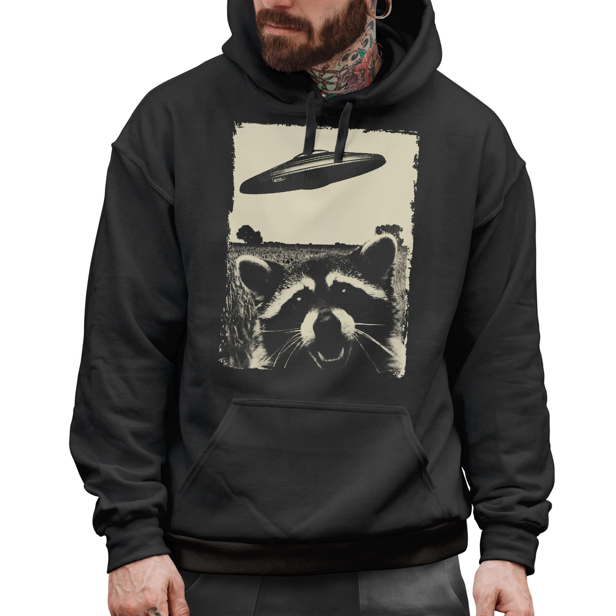 Neverless Hoodie Hoodie Herren Print UFO Waschbär Racoon Aliens Fotodruck K günstig online kaufen