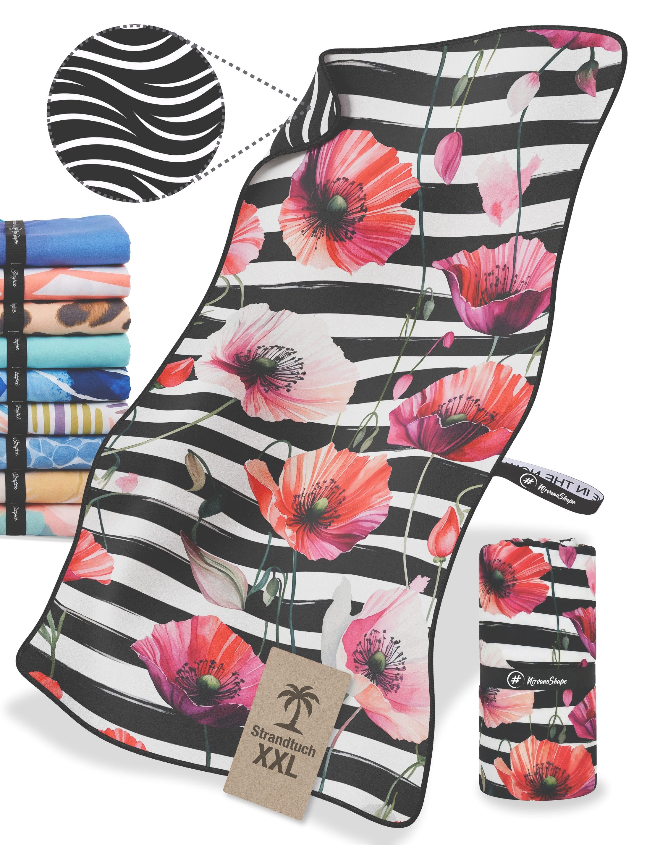 NirvanaShape Strandtuch Reise Handtuch Strandtuch XXL - Strandhandtuch, Mikrofaser Badetuch
