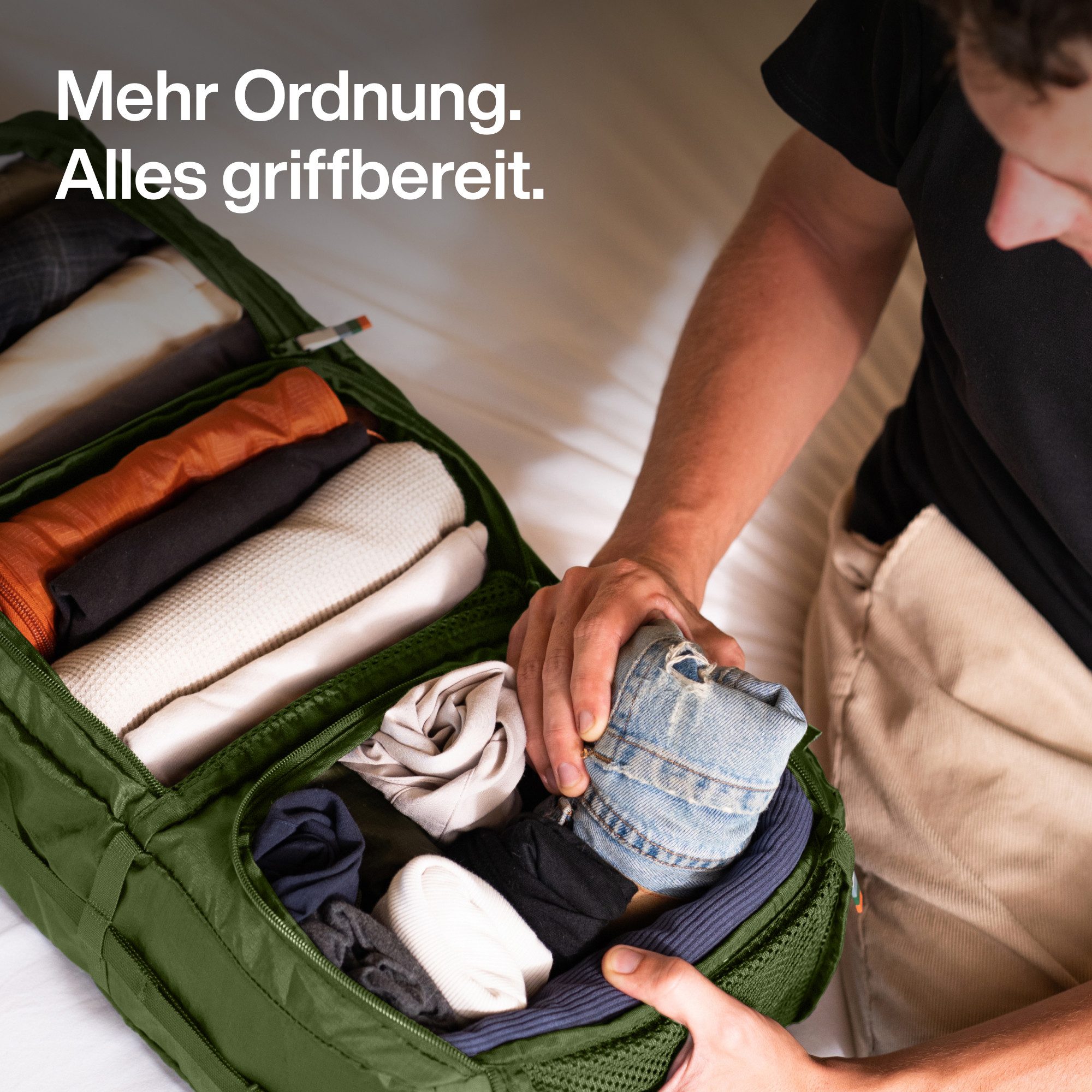 TRAVEL DUDE Kofferorganizer Hängende Packwürfel, Packwürfel, Packtaschen, Packing Cubes (keine, keine), aus recycelten Plastikflaschen