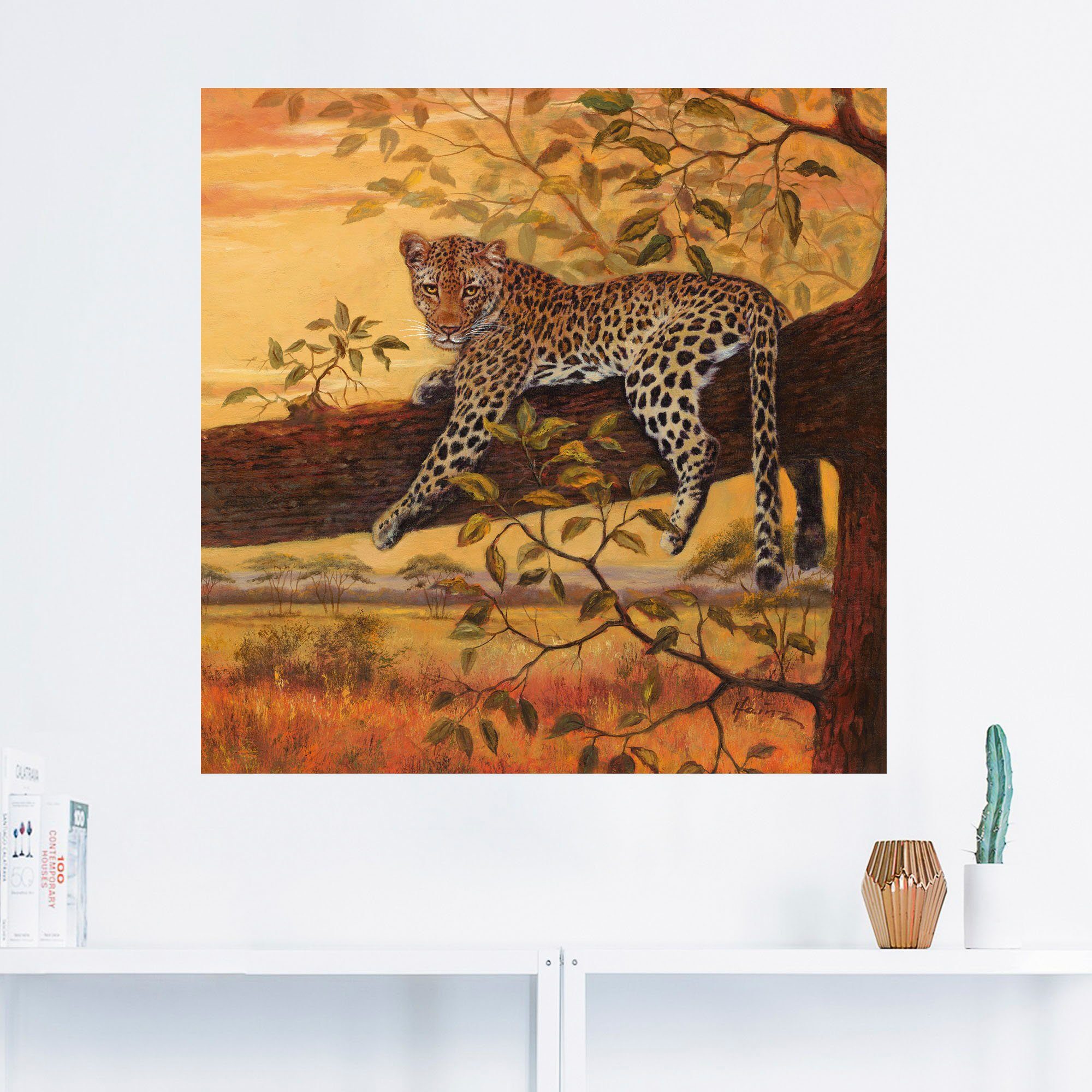 Artland Wandbild oder Wandaufkleber in St), Wildtiere Poster Alubild, Leopard, versch. Leinwandbild, Größen als (1 Ruhender