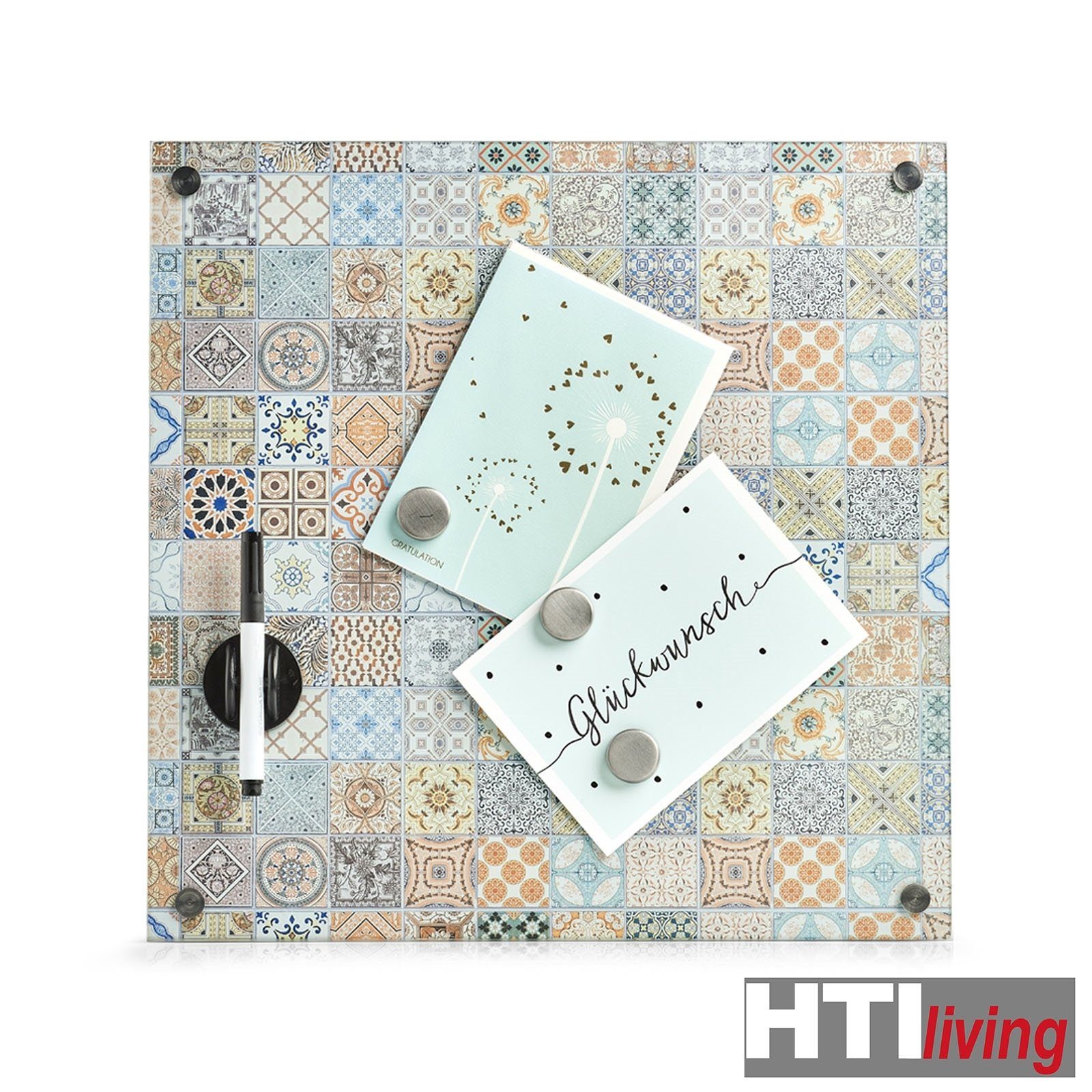 aus (1-tlg), Glas HTI-Living Magnettafel Memoboard Mosaik, Memoboard