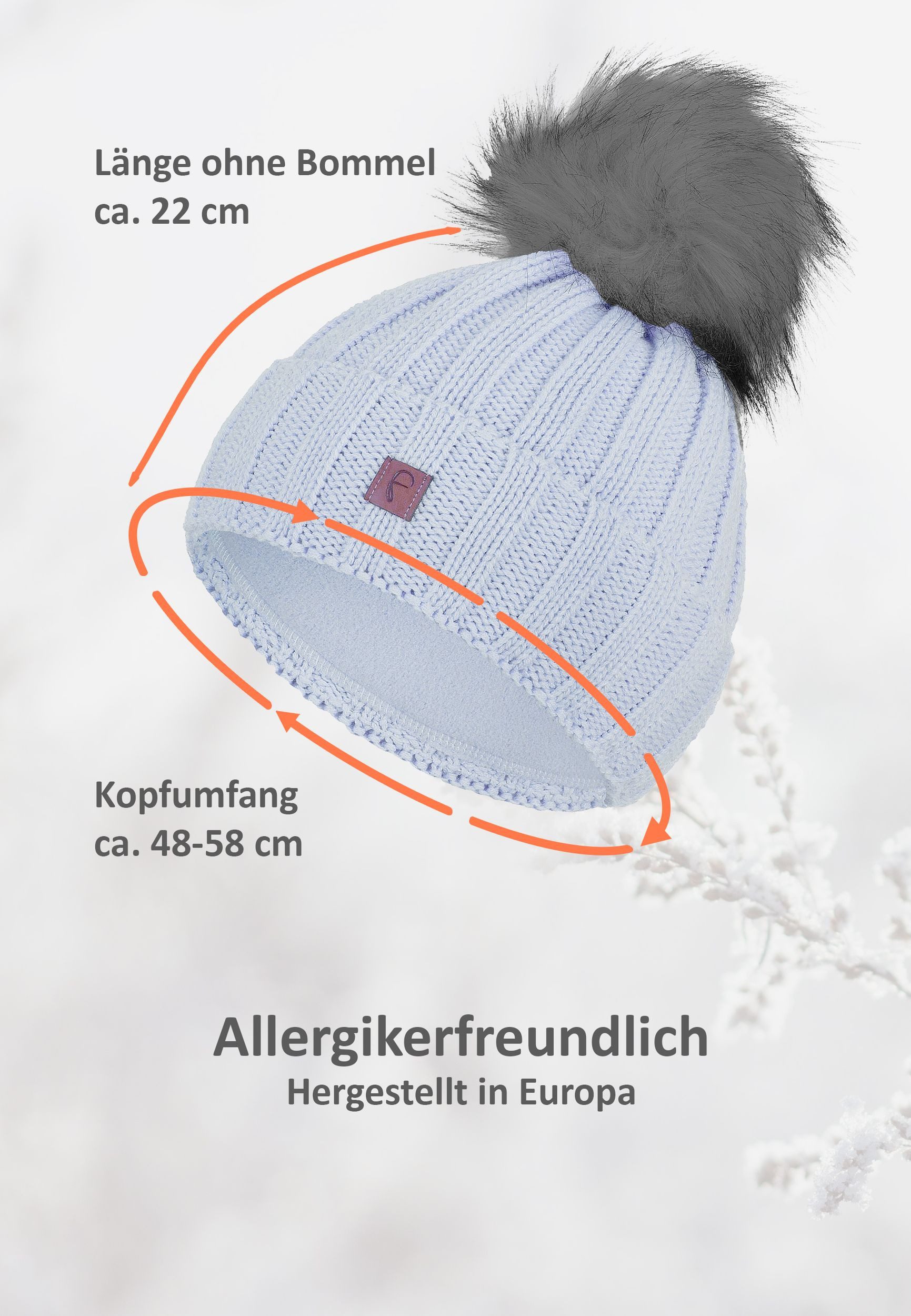 Faera Strickmütze Warme Beanie Strickmütze mit Bommel Thermo Futter (1-St., modisch) Basic Beanie