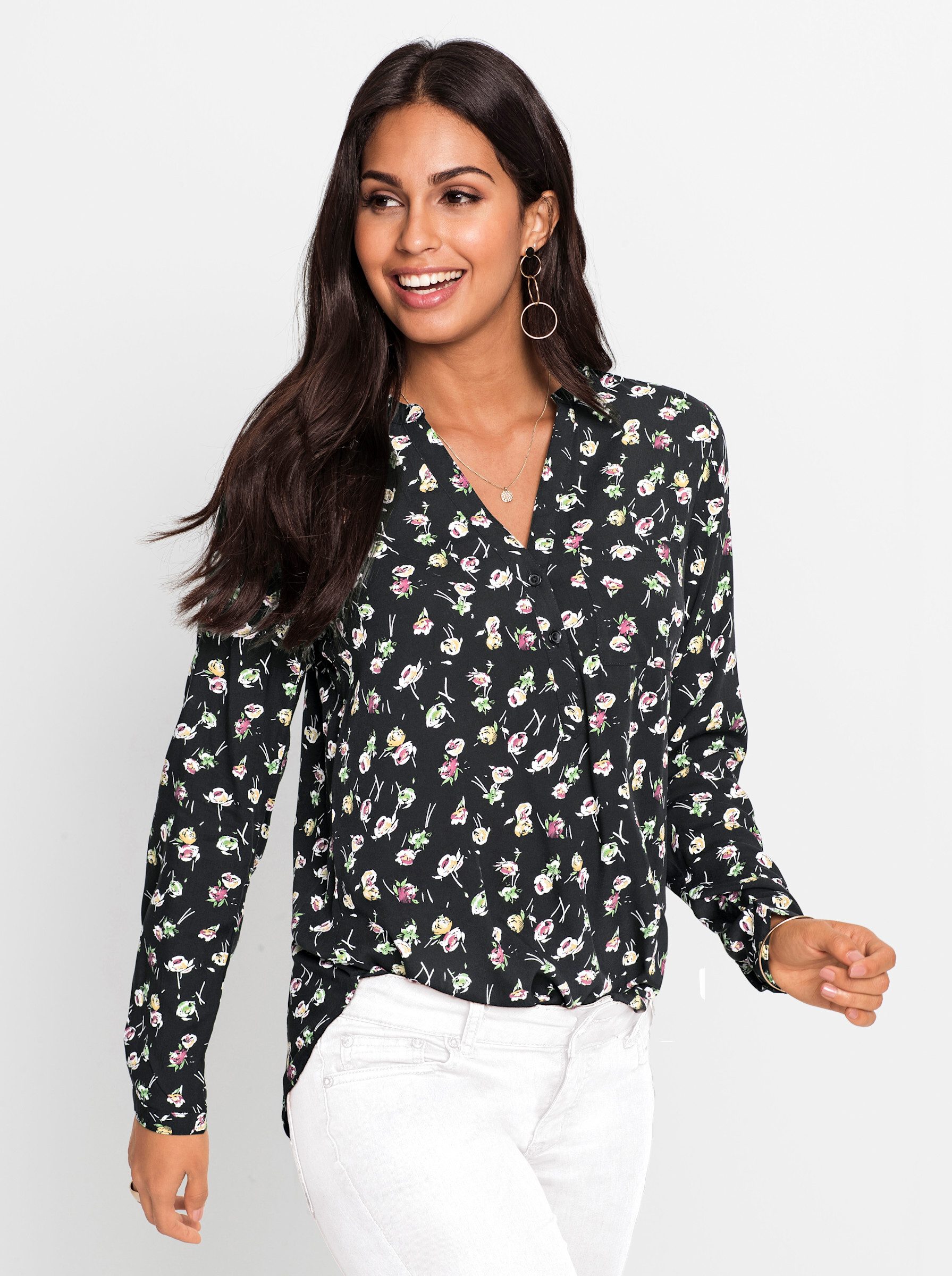 Witt Klassische Bluse Viskose-Bluse Langarm