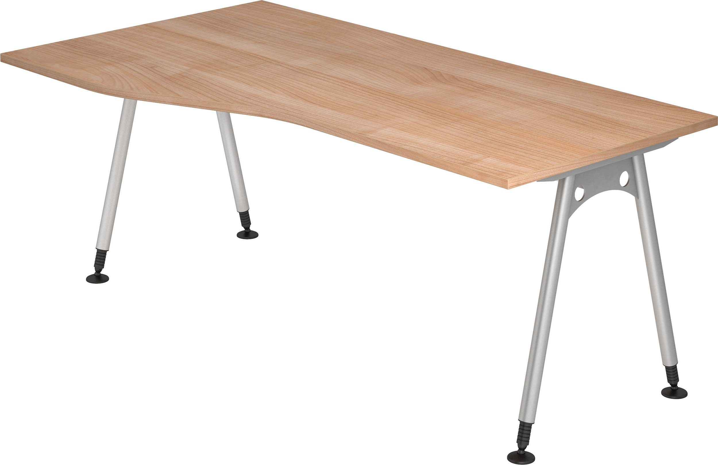 bümö Schreibtisch Schreibtisch Serie-A, Freiform: 180 x 100 cm - Dekor: Nussbaum | Schreibtische