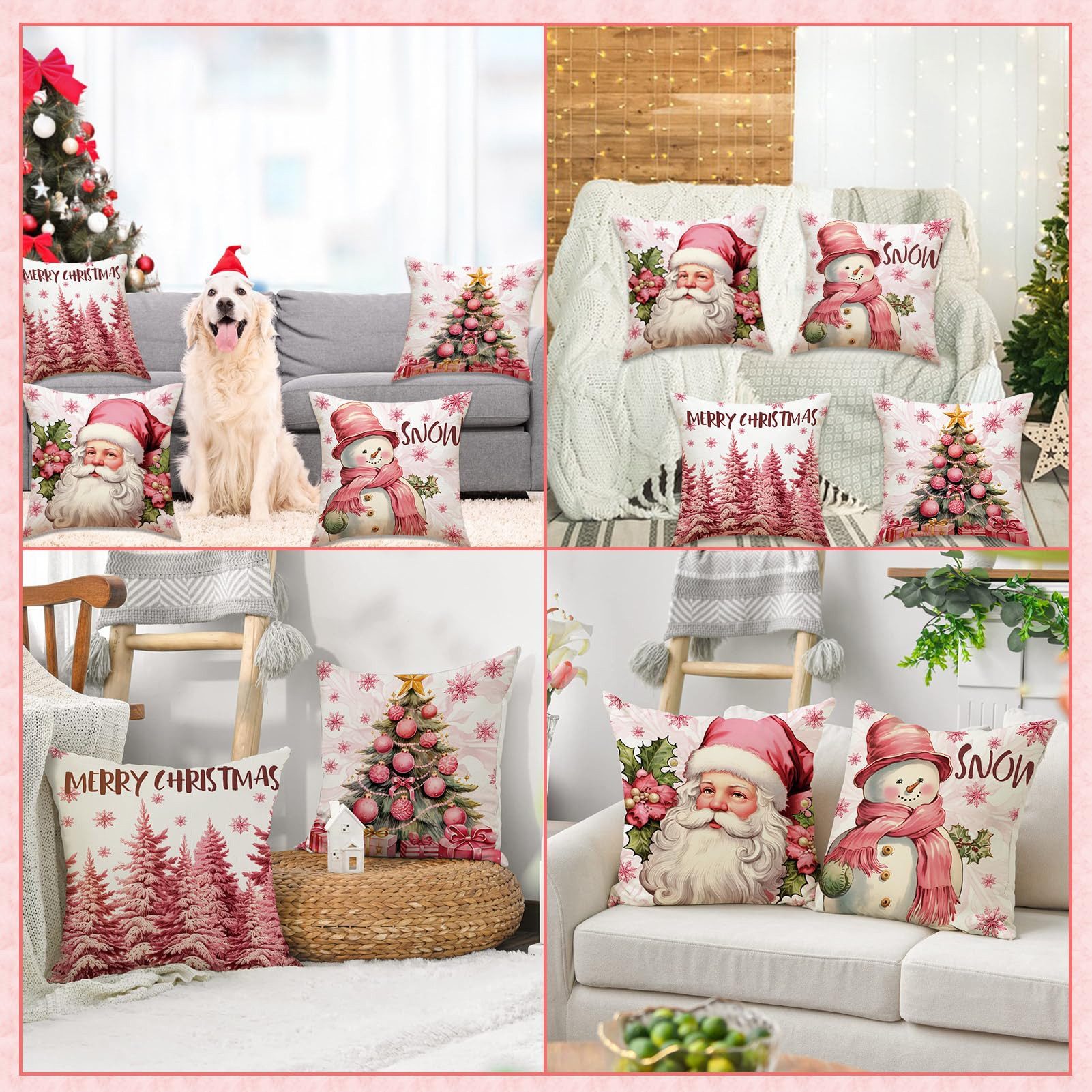 CLTYQ Kissenbezug Weihnachten 45x45 4er Set Kissenbezüge Dekokissen Leinen günstig online kaufen