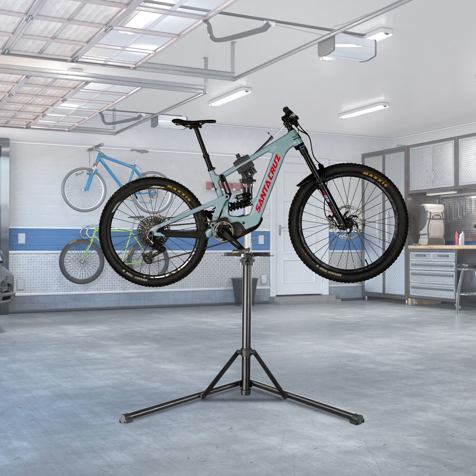 tectake Fahrrad-Montageständer Reparaturständer für Fahrräder 50 kg klappbar höhenverstellbar (Fahrrad Montageständer Jan, in Grau/schwarz), bis 50kg, E-Bike geeignet
