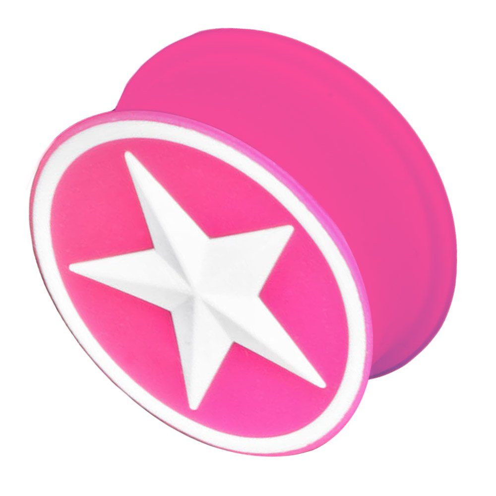Piercing Pink 26mm Stern, Flesh 9 Ohr 4 / Plug Sterne Silikon Stück bis 1 Weiß Plug Tunnel Größe flexibel viva-adorno