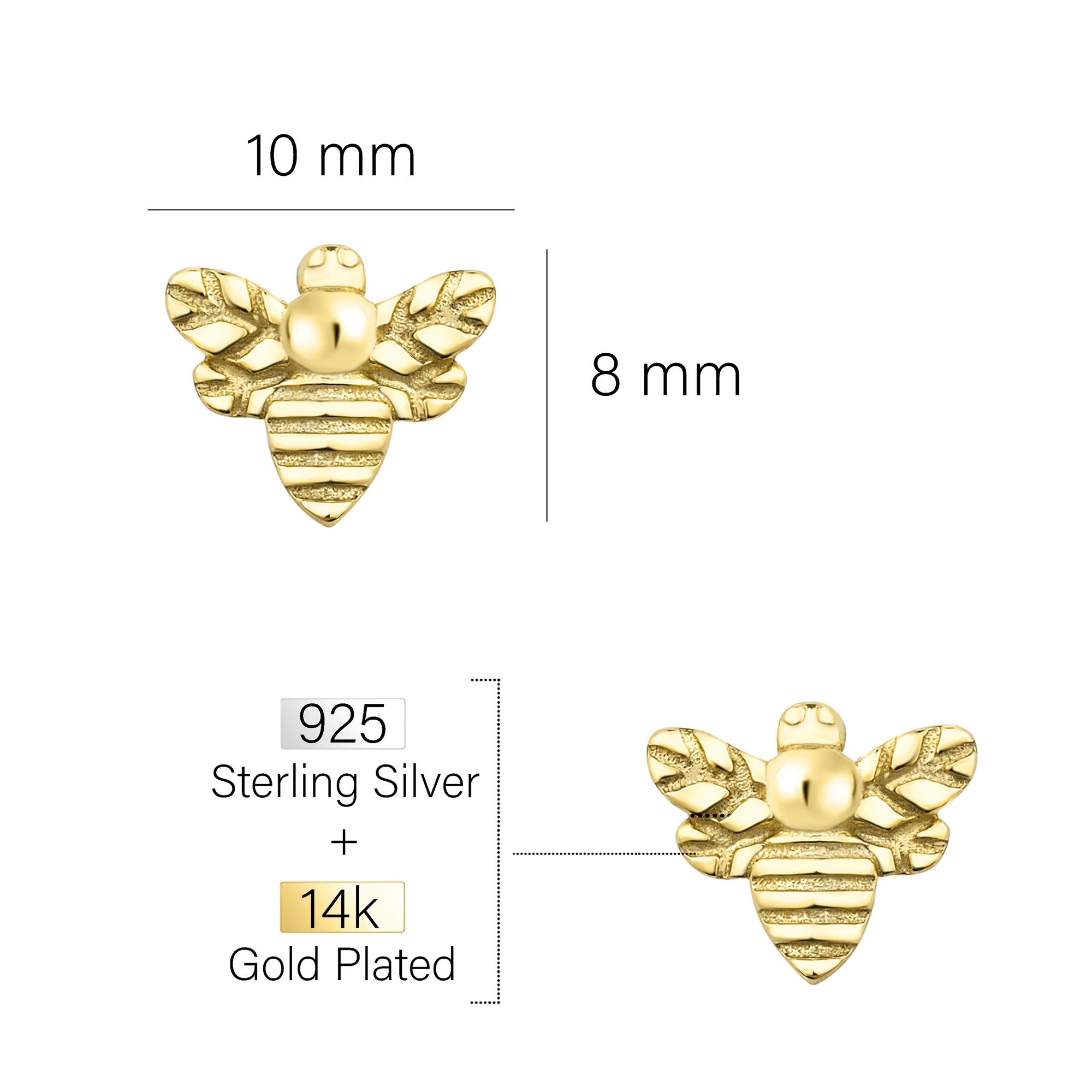 Sofia Milani Paar Ohrstecker Biene, 925 Silber Damen Schmuck - E1388