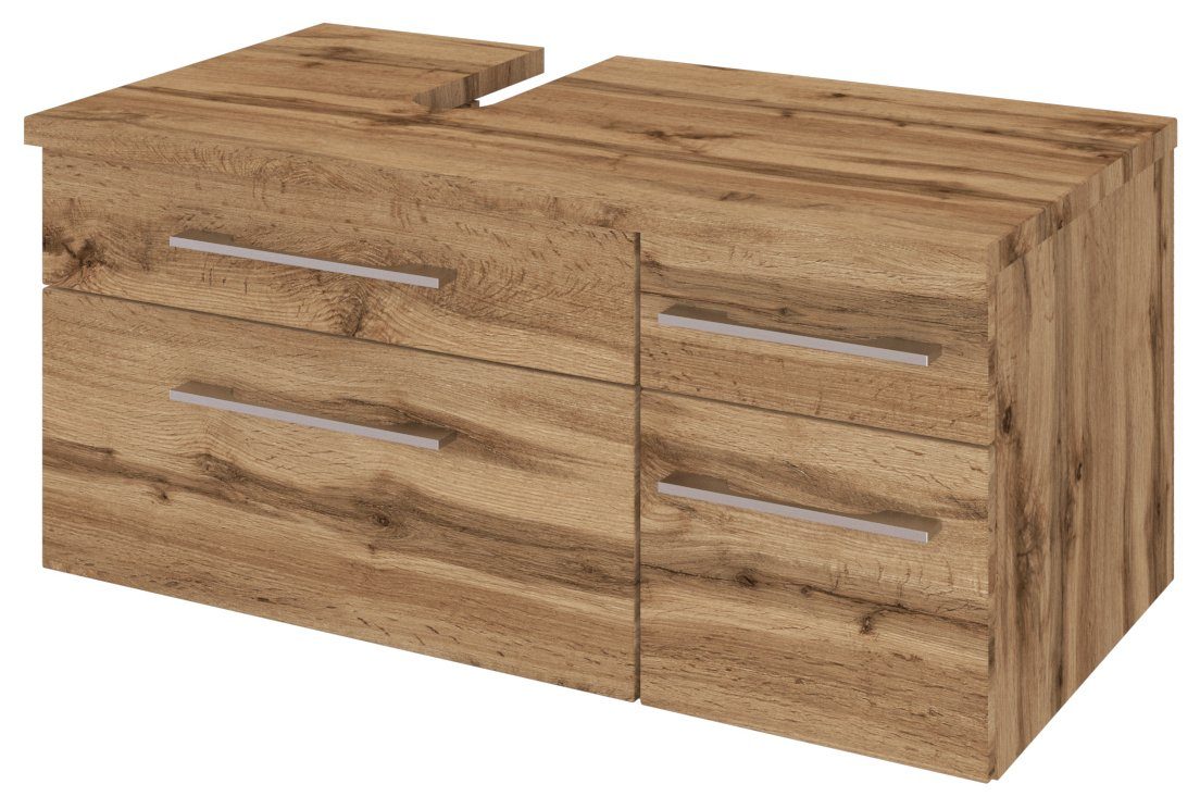 HELD MÖBEL Unterschrank Unterbeckenschrank Davos 90 cm (links) Wotaneiche/Wotaneiche