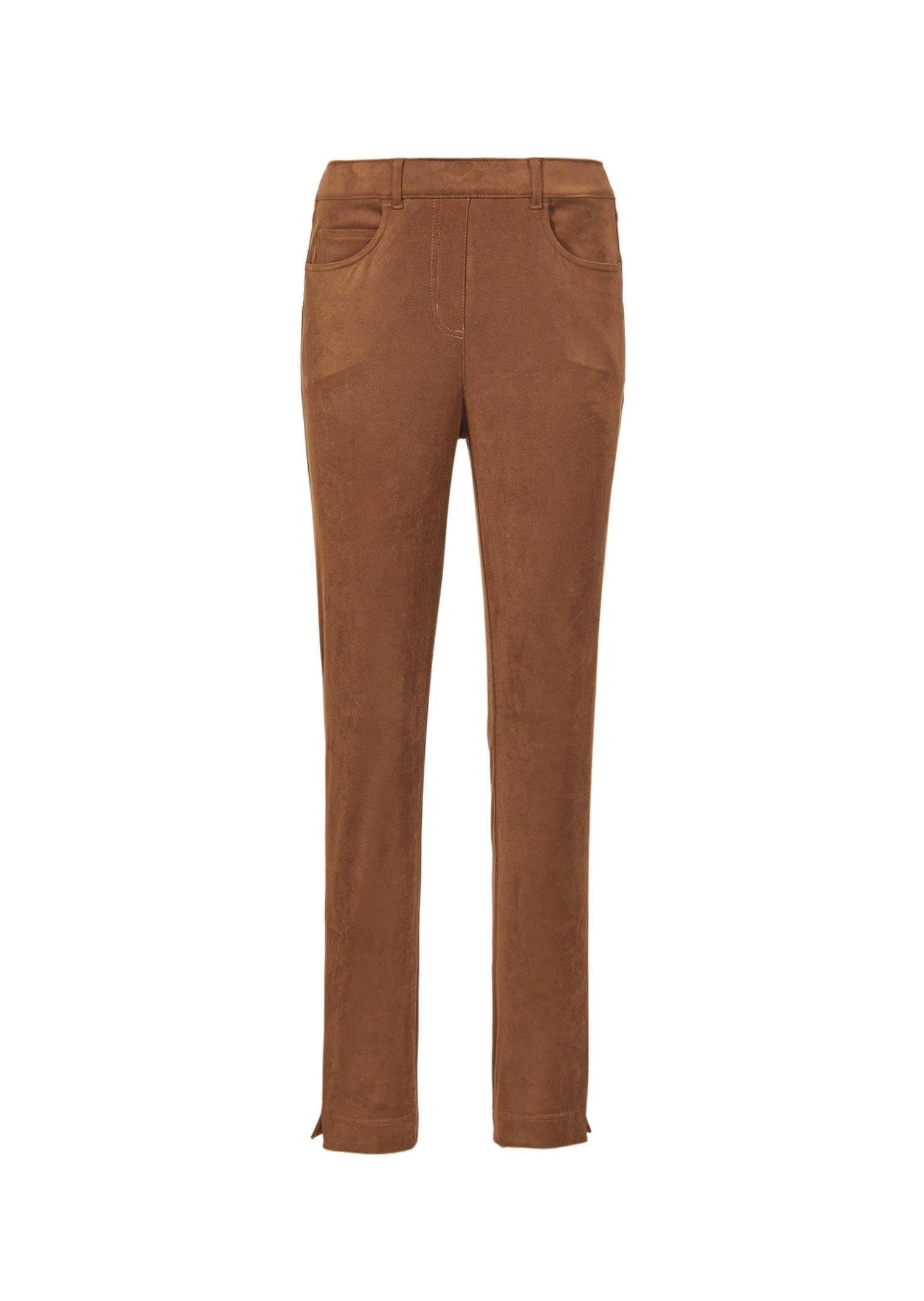 Hose camel in superweichem Bi-elastische GOLDNER Veloursleder-Look Stoffhose