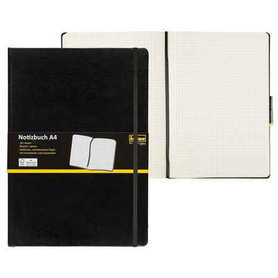 Idena Notizbuch, DIN A4, kariert, FSC-Mix, 192 Seiten, 80 g/m², Hardcover, Schwarz