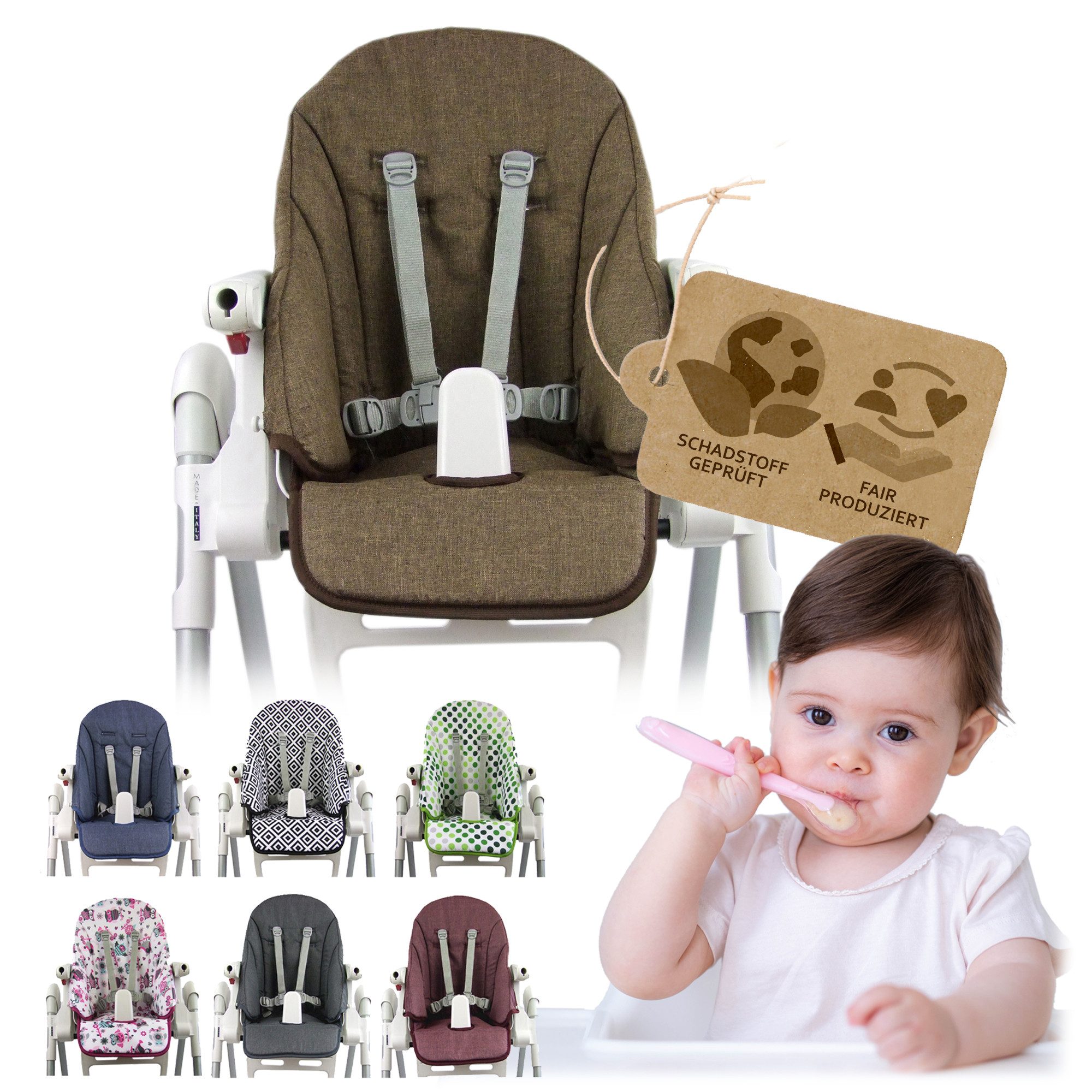 BambiniWelt by Rafael K. Hochstuhlauflage Ersatzbezug Sitzkissen kompatibel mit PEG PEREGO Zero3 + Siesta